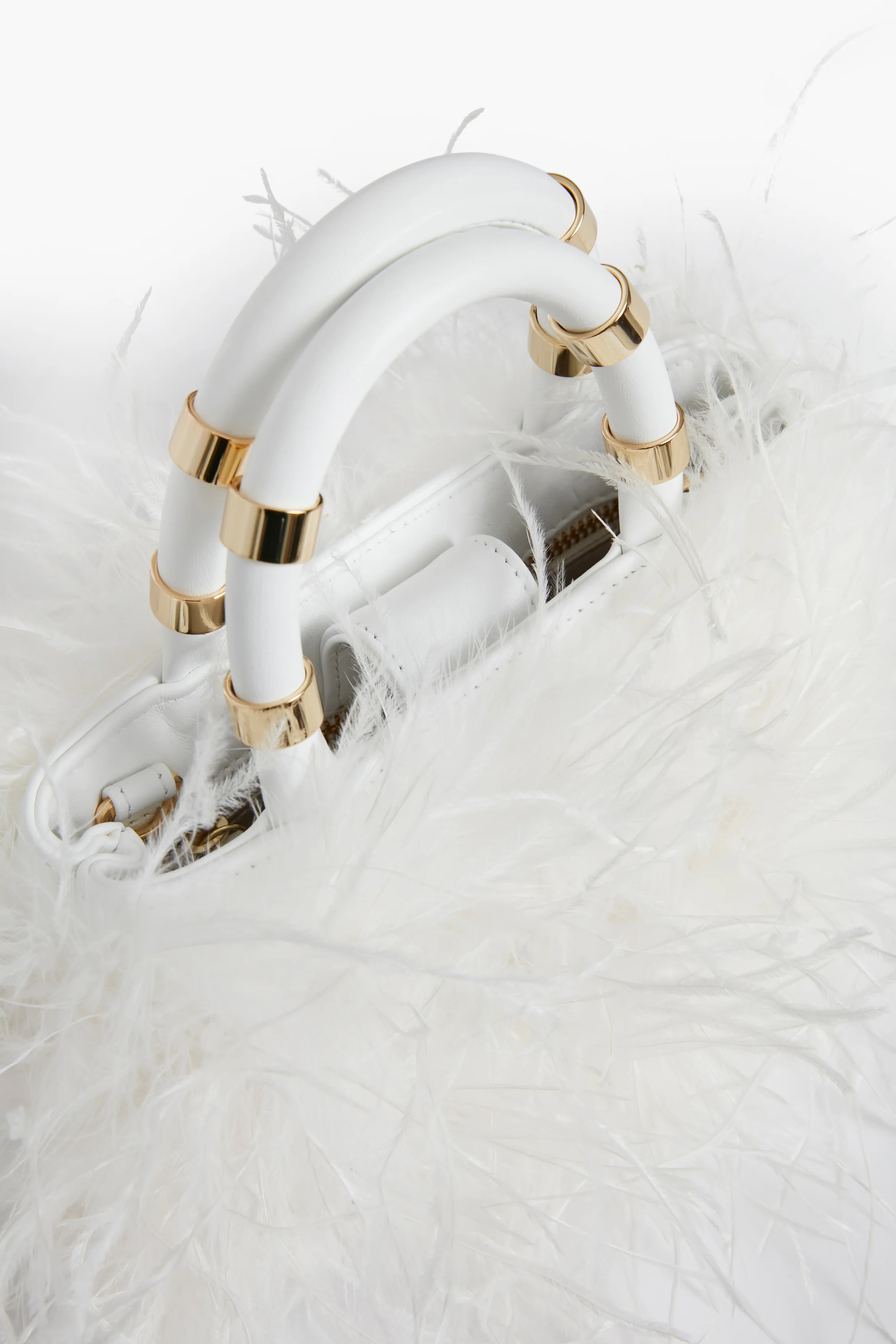 White Emily Feather Bag - Image 6