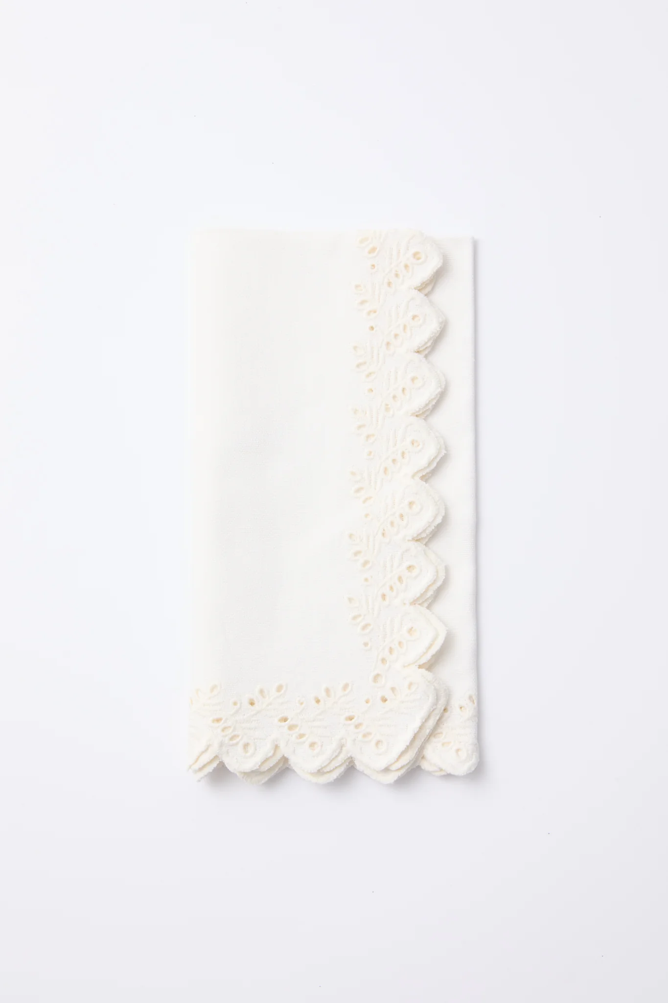 White Eyelet Embroidered Napkins Set of 4 - Image 4