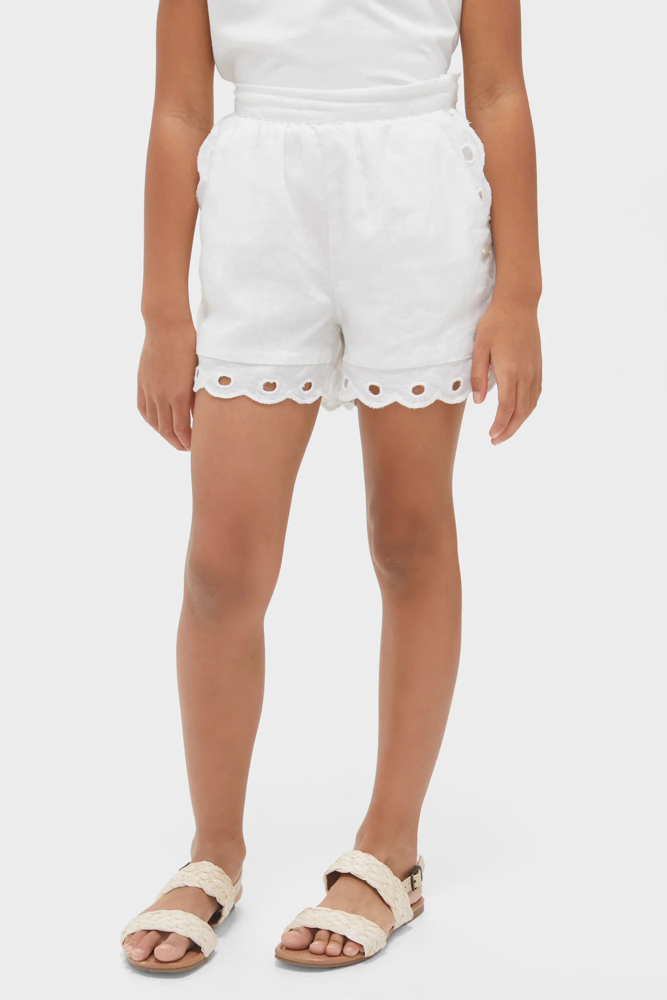 White Eyelet Shorts - Image 2