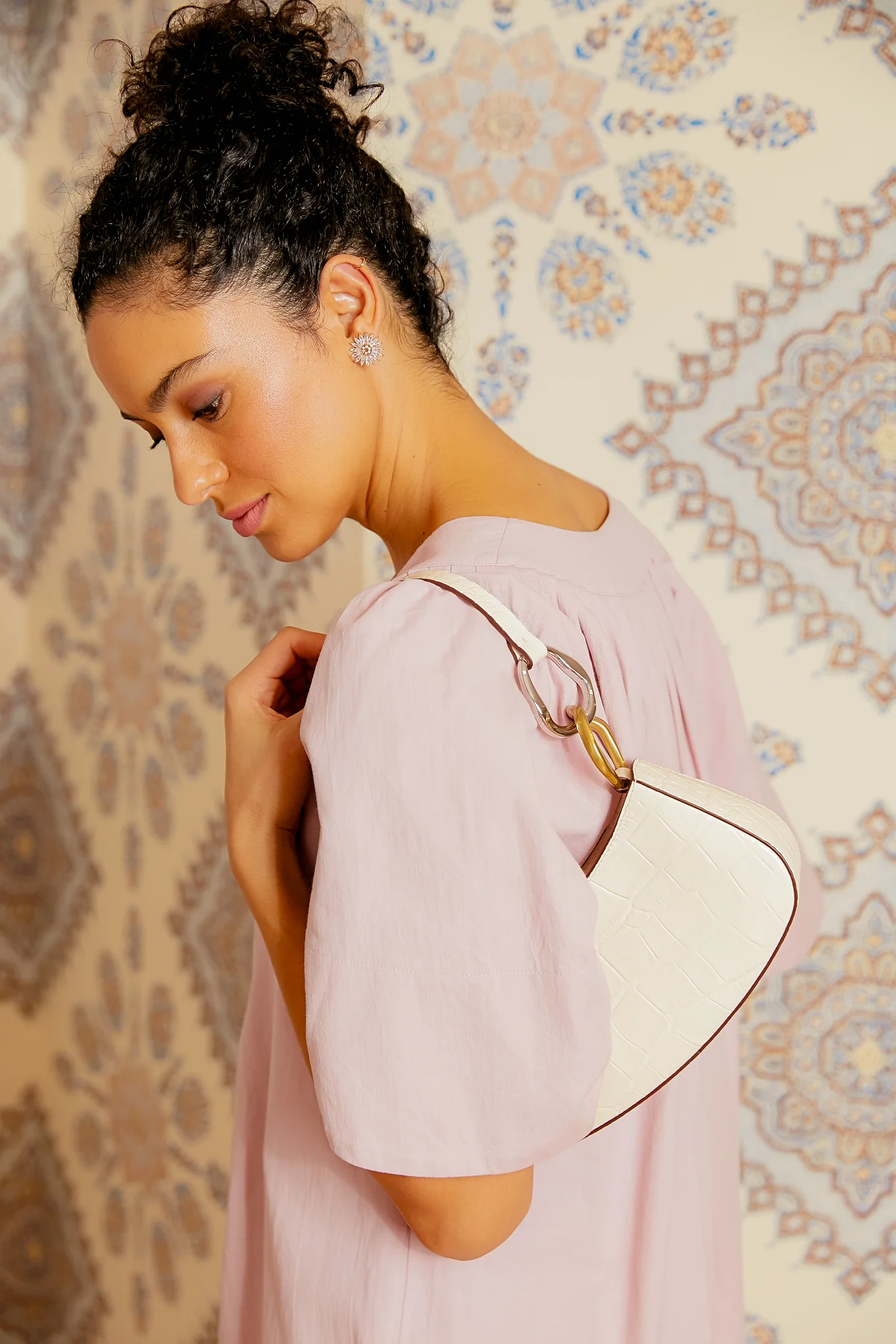 White Faux Croc Ollie Bag - Image 2