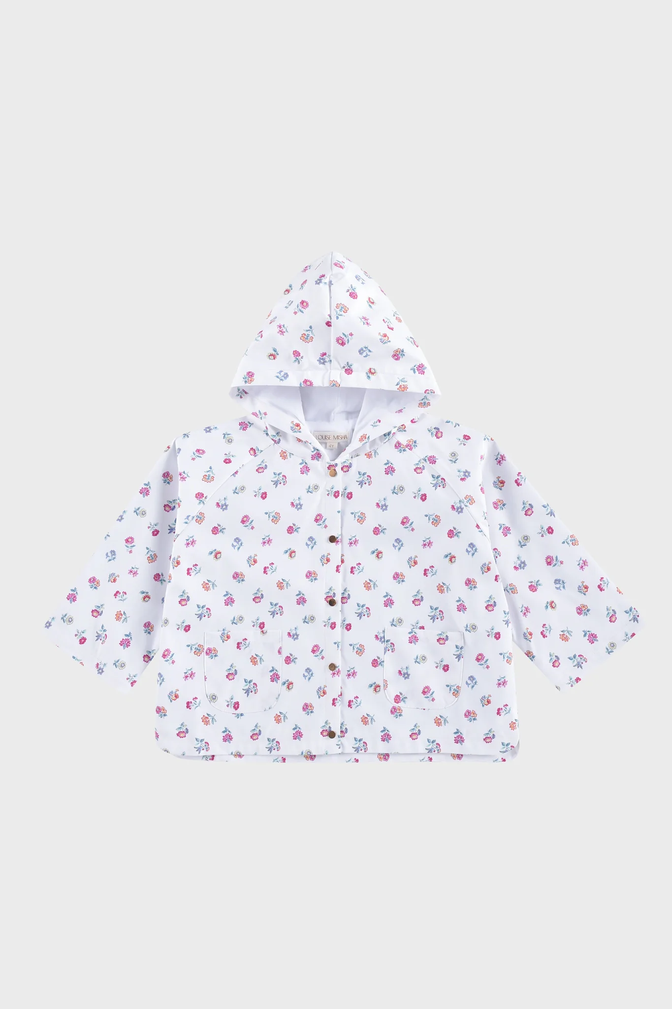 White Felicita Flowers Felvet Raincoat - Image 3