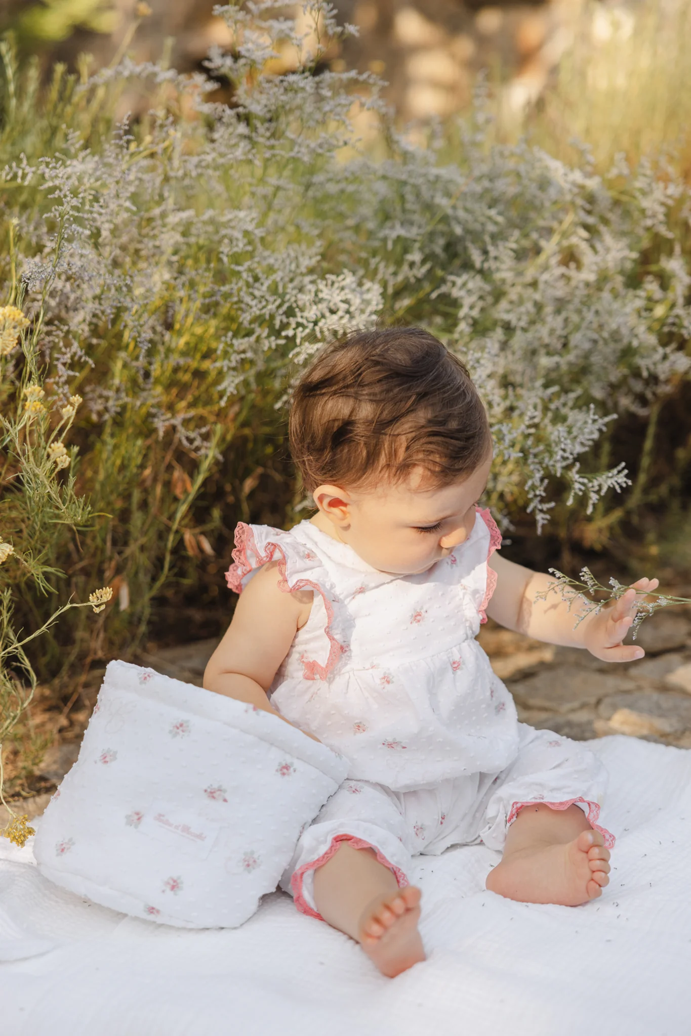White Floral Baby Romper - Image 2