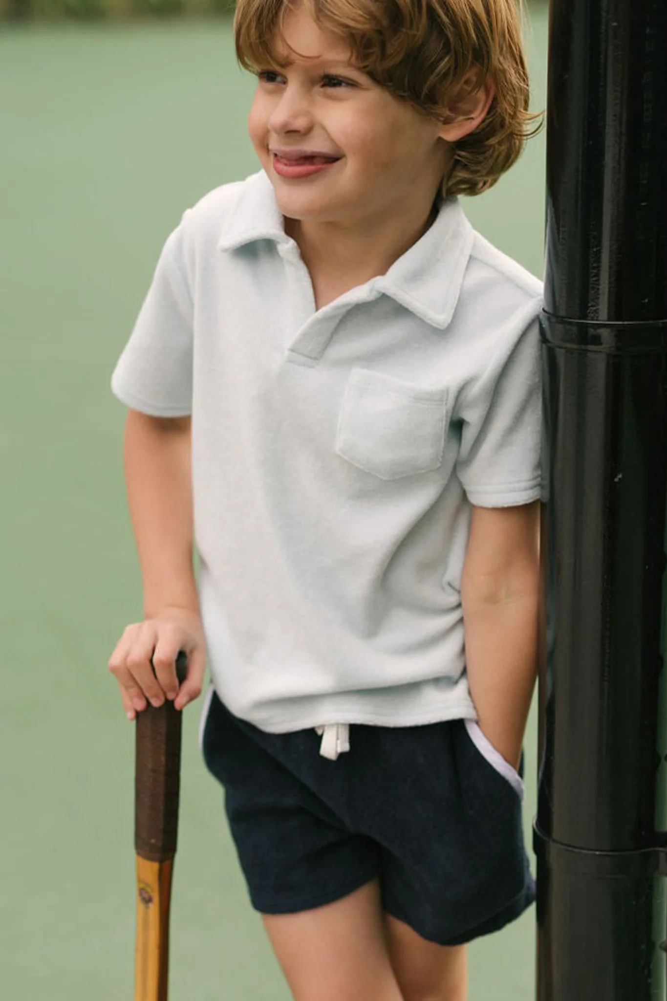 White French Terry Polo Shirt - Image 2
