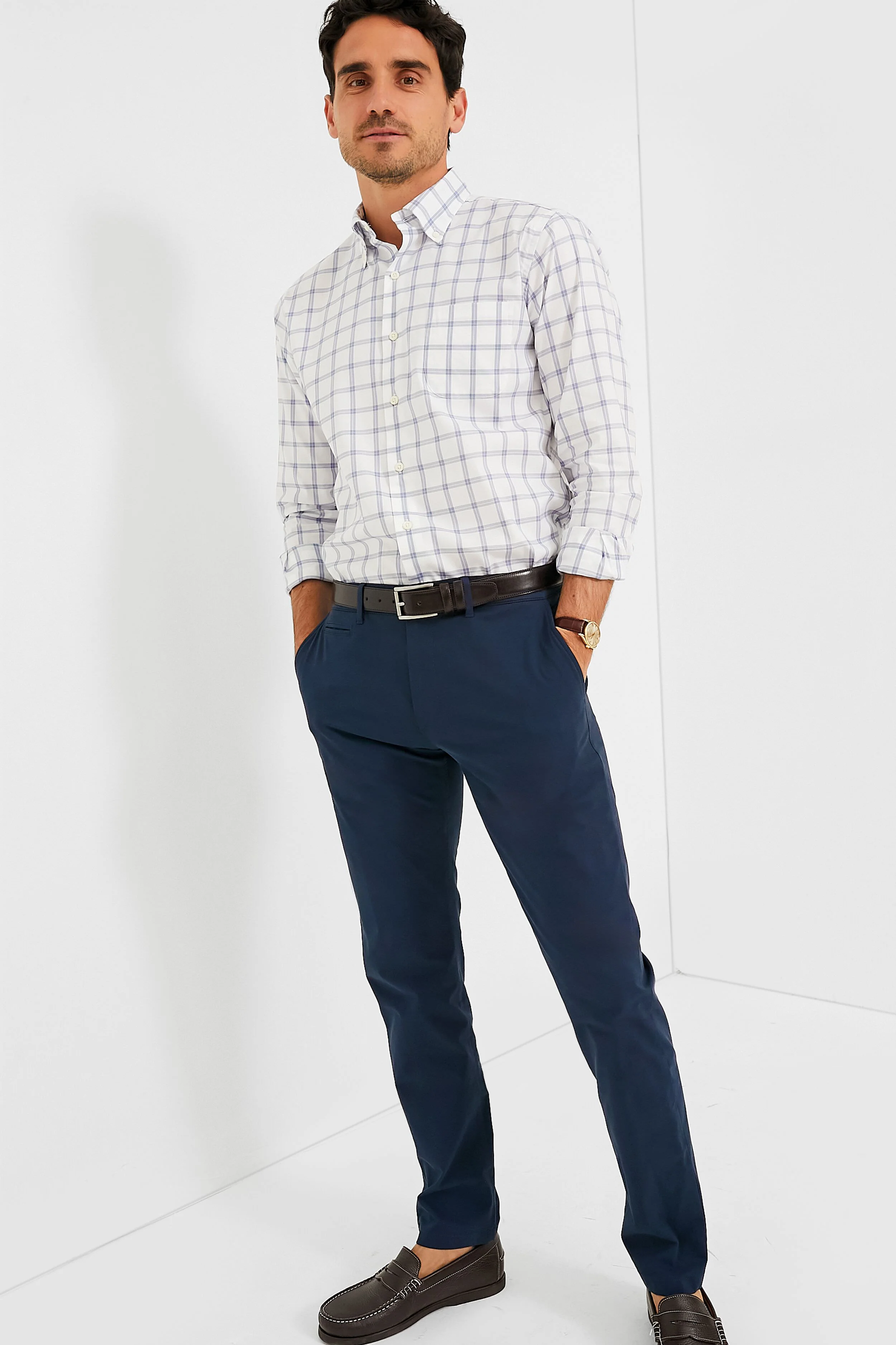 White Gorham Crown Lite Cotton-Stretch Sport Shirt - Image 2