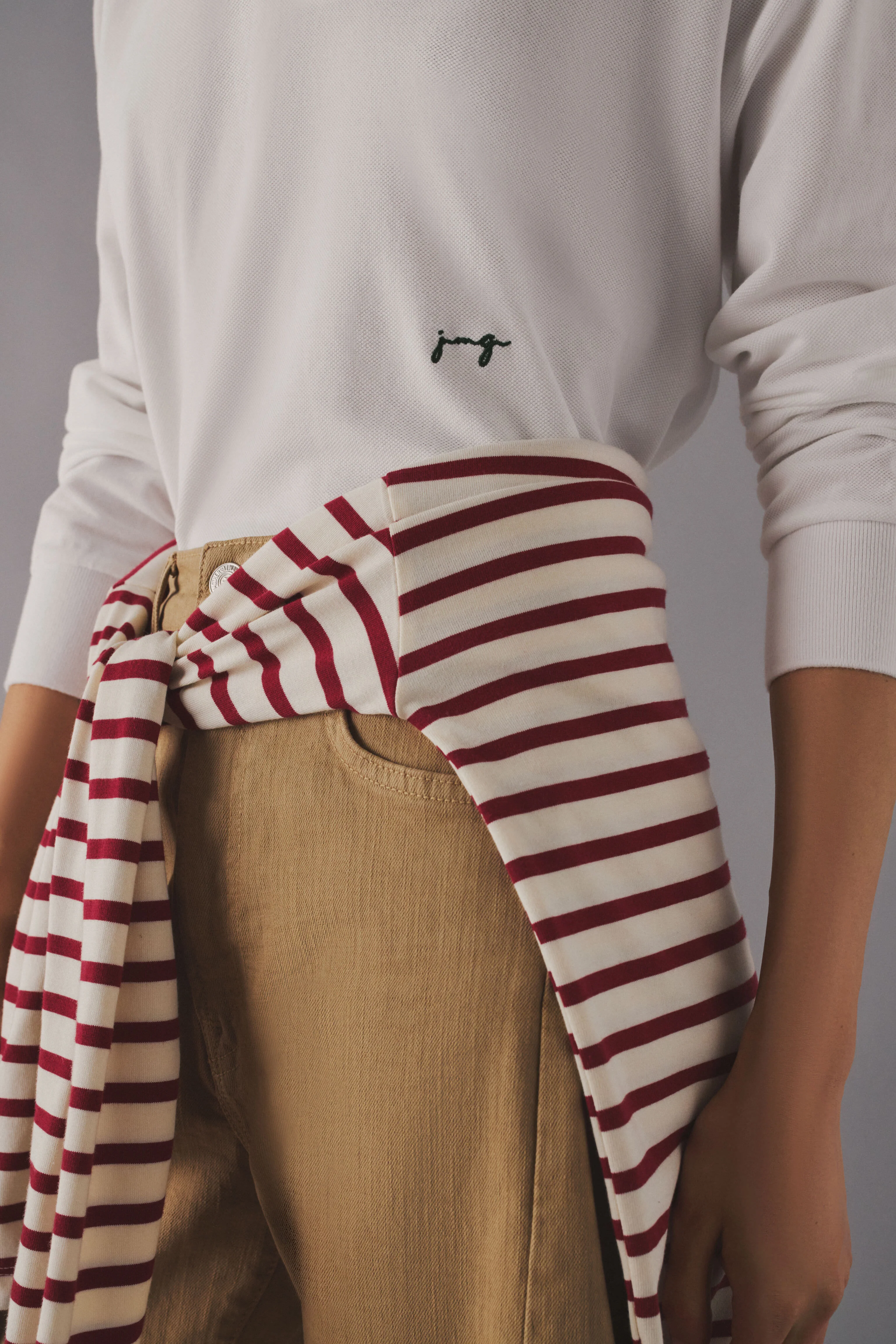 White Long Sleeve Pique Holmes Boyfriend Polo - Image 8