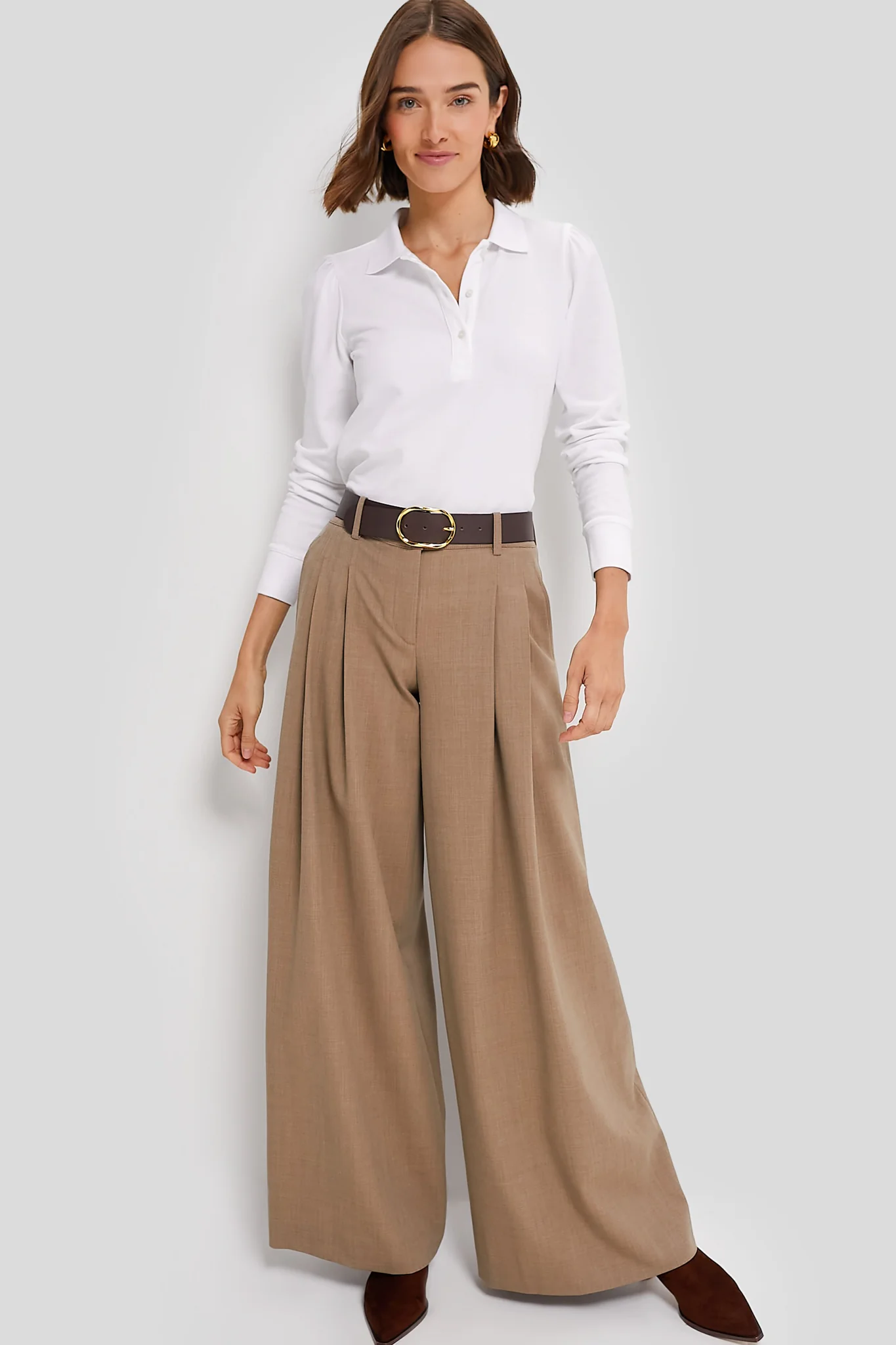 White Long Sleeve Pique Puff Sleeve Peggy Polo - Image 6