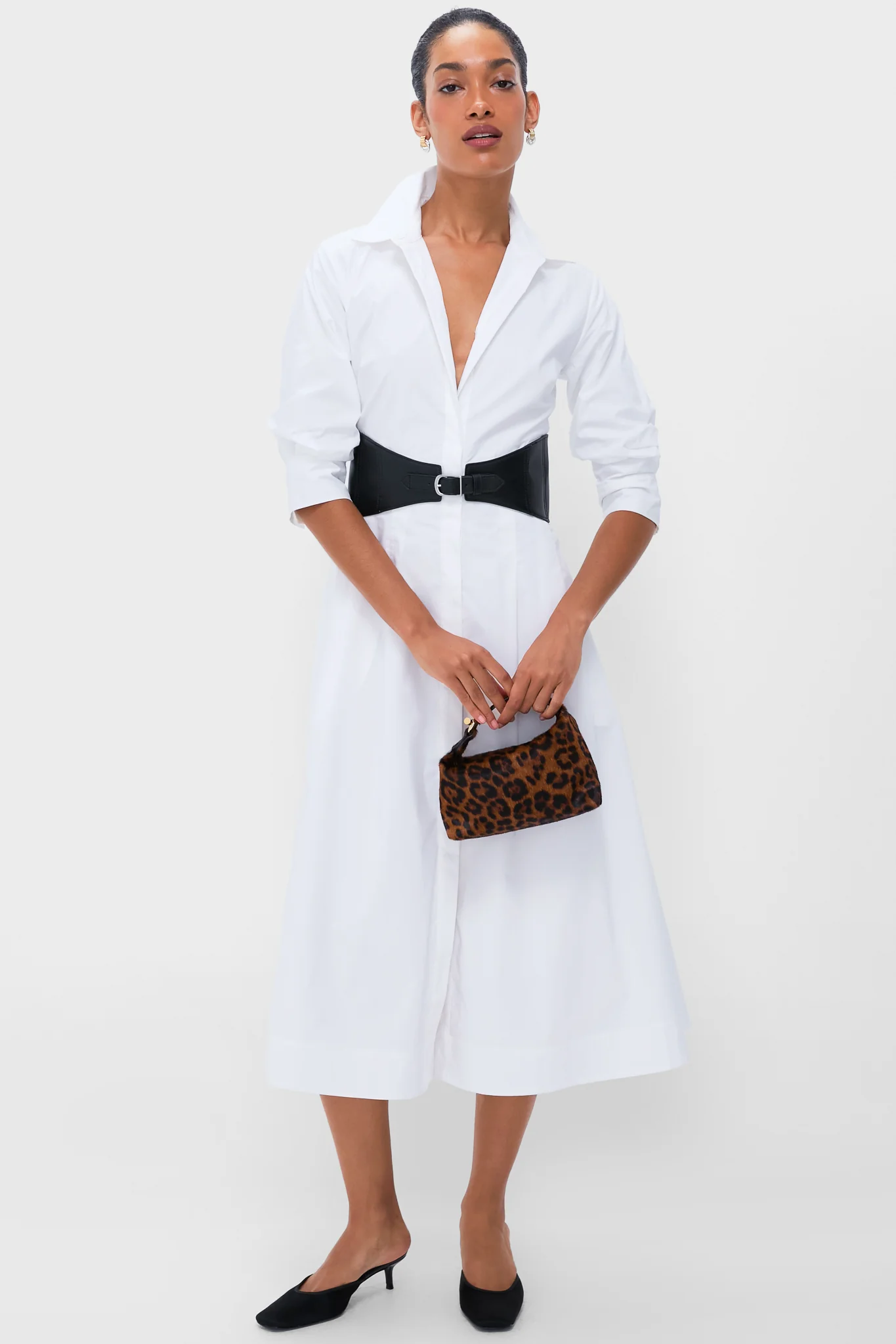 White Olson Belted Midi Dress - Image 2