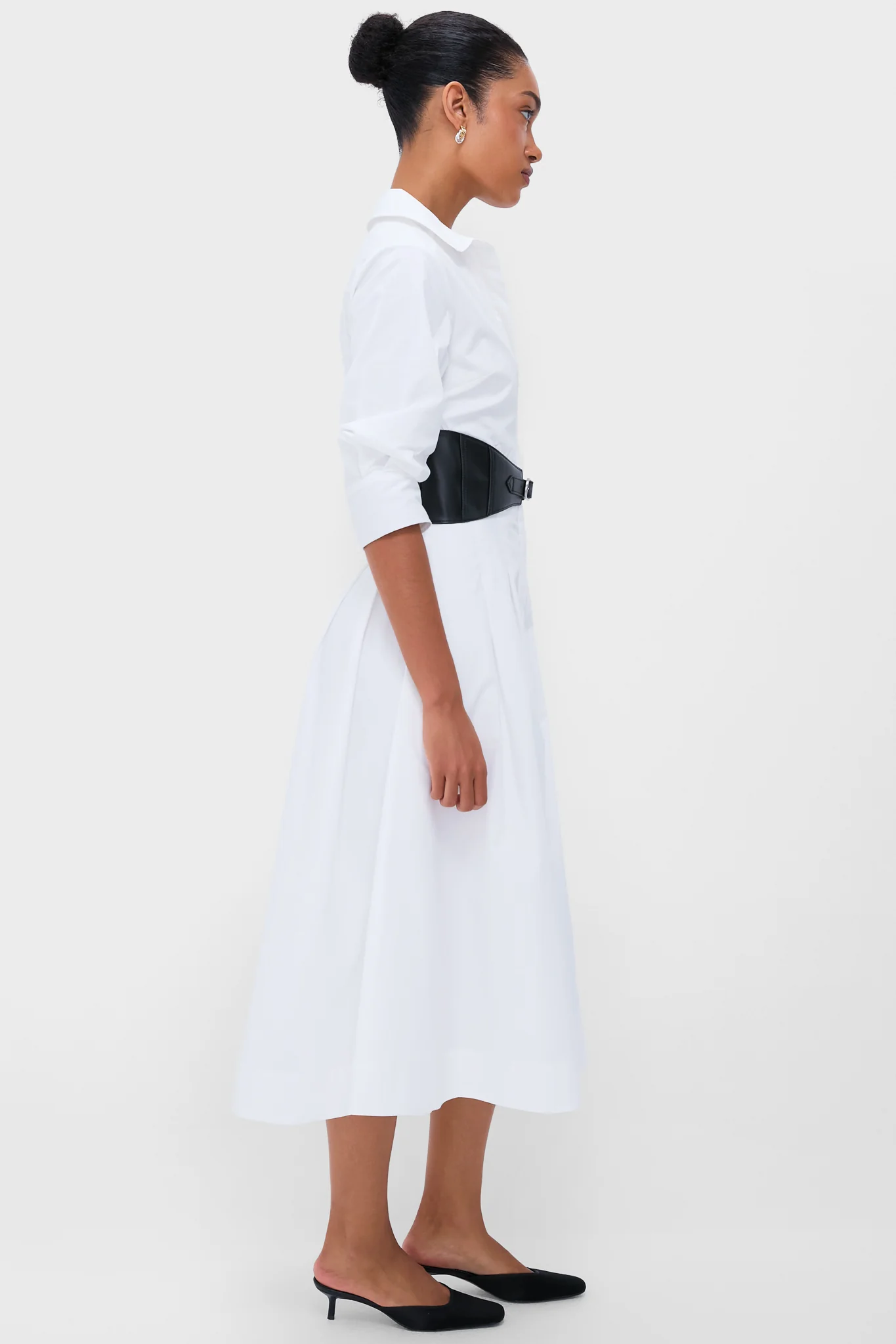 White Olson Belted Midi Dress - Image 3