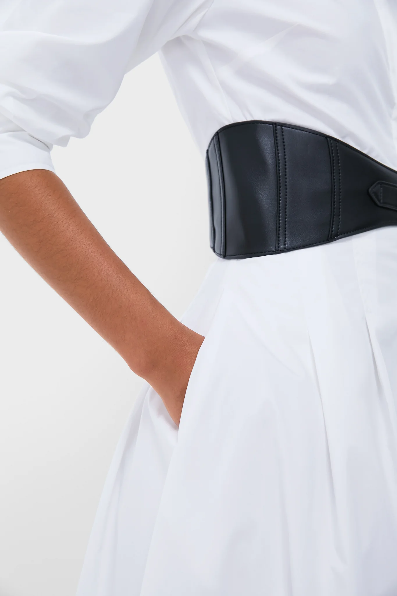 White Olson Belted Midi Dress - Image 6
