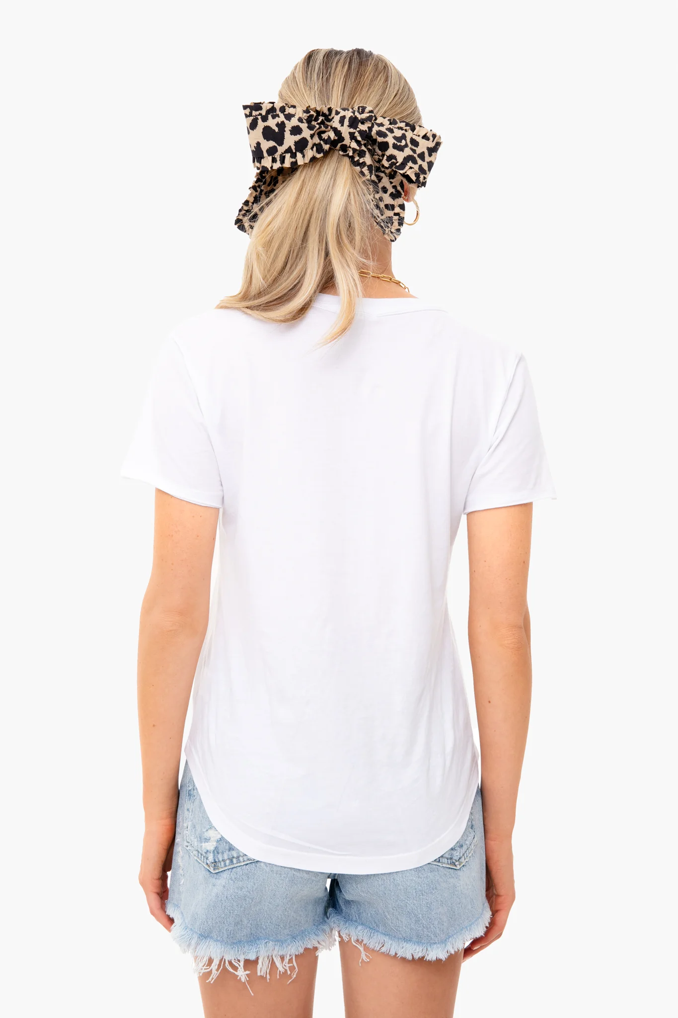 White Organic Cotton V Neck Tee - Image 4