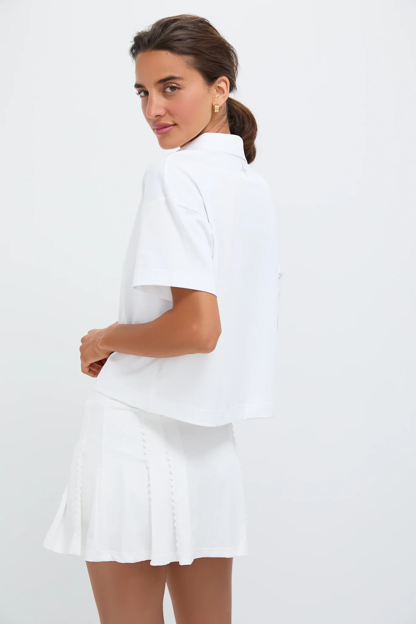 White Performance Jersey Cropped Caroline Polo - Image 4