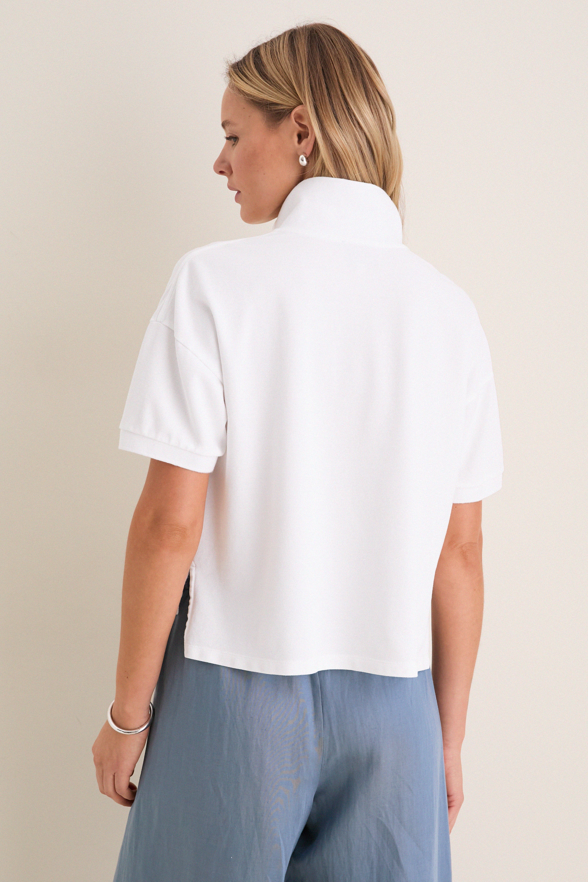 White Pique Holmes Boyfriend Polo - Image 4