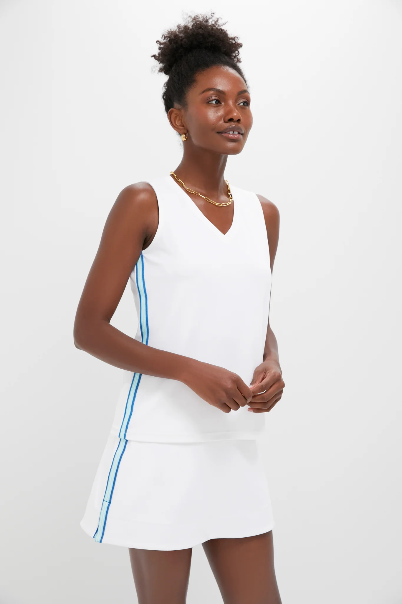 White Pique Meyer V-Neck - Image 3