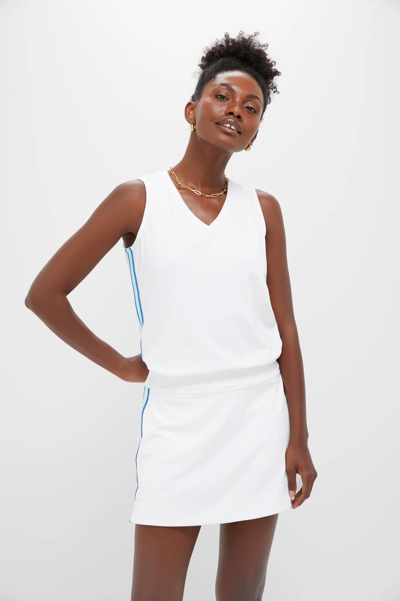 White Pique Meyer V-Neck - Image 6