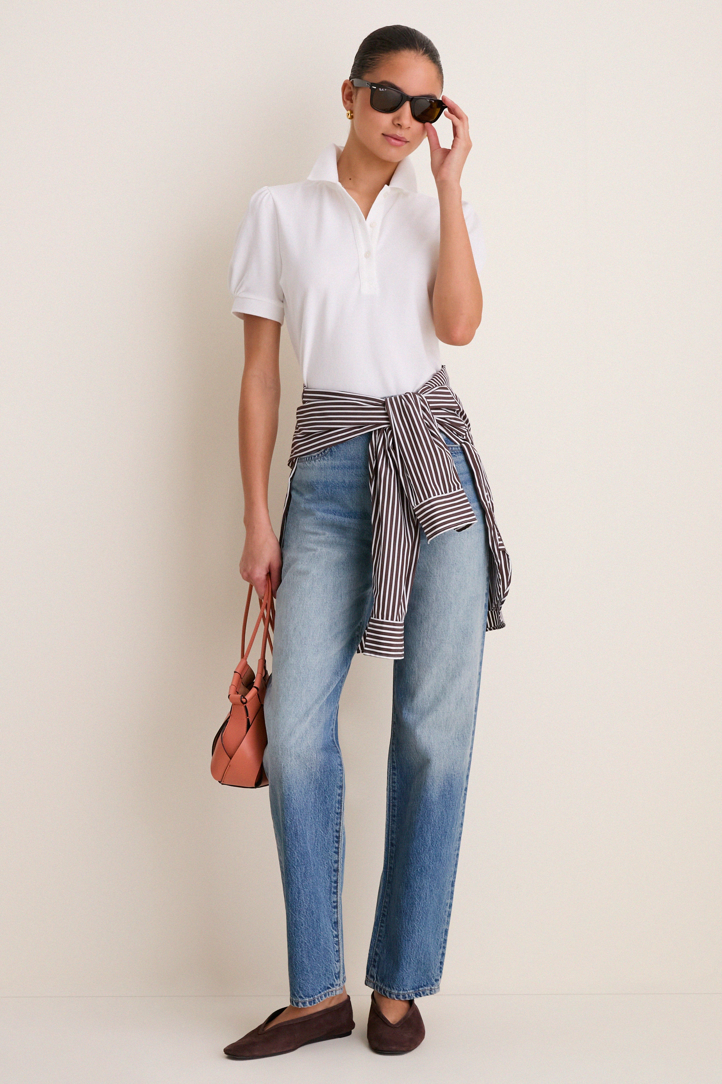 White Pique Puff Sleeve Peggy Polo - Image 2