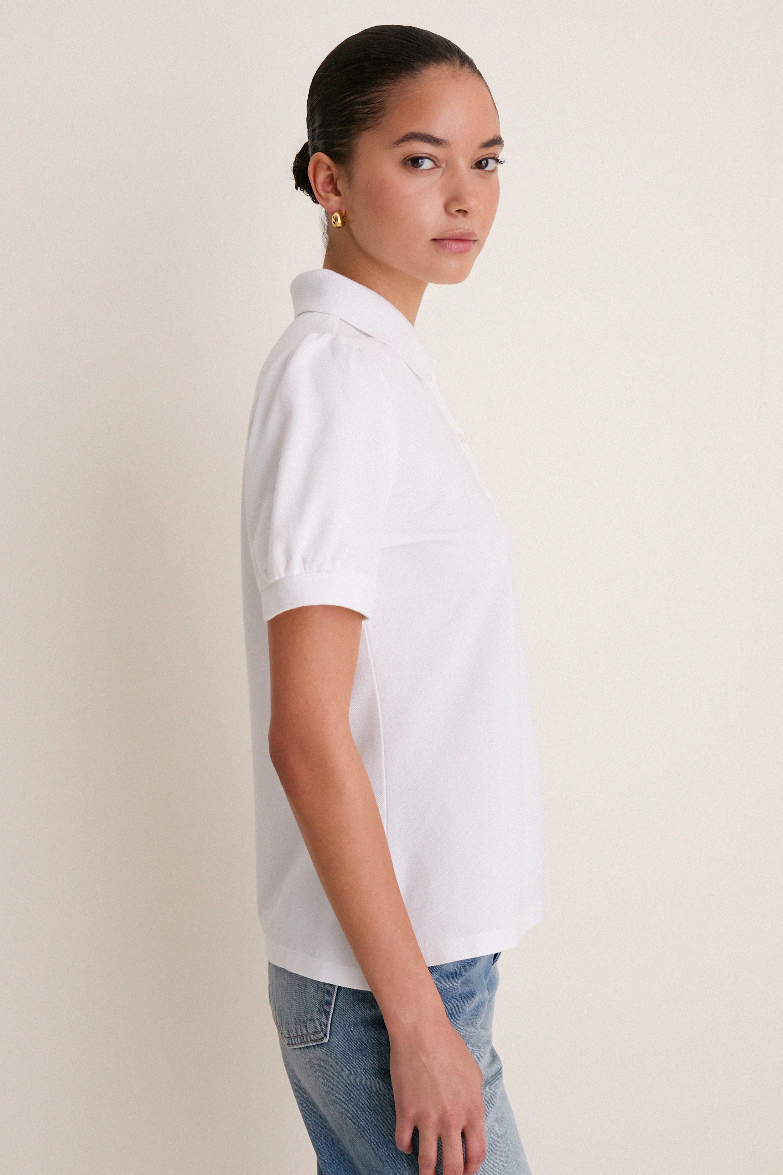 White Pique Puff Sleeve Peggy Polo - Image 3