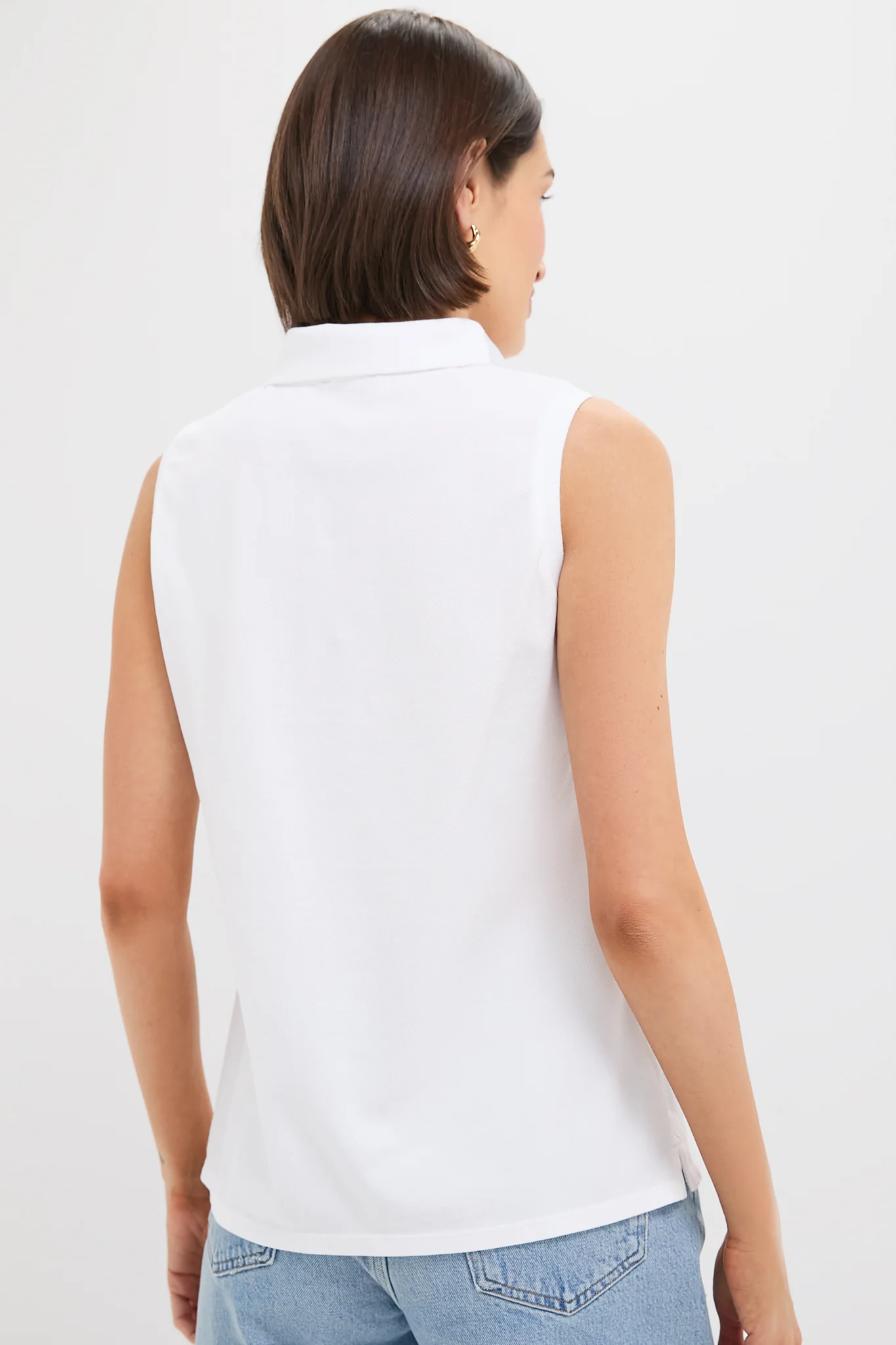 White Pique Sleeveless Ruffle Margaret Polo - Image 4