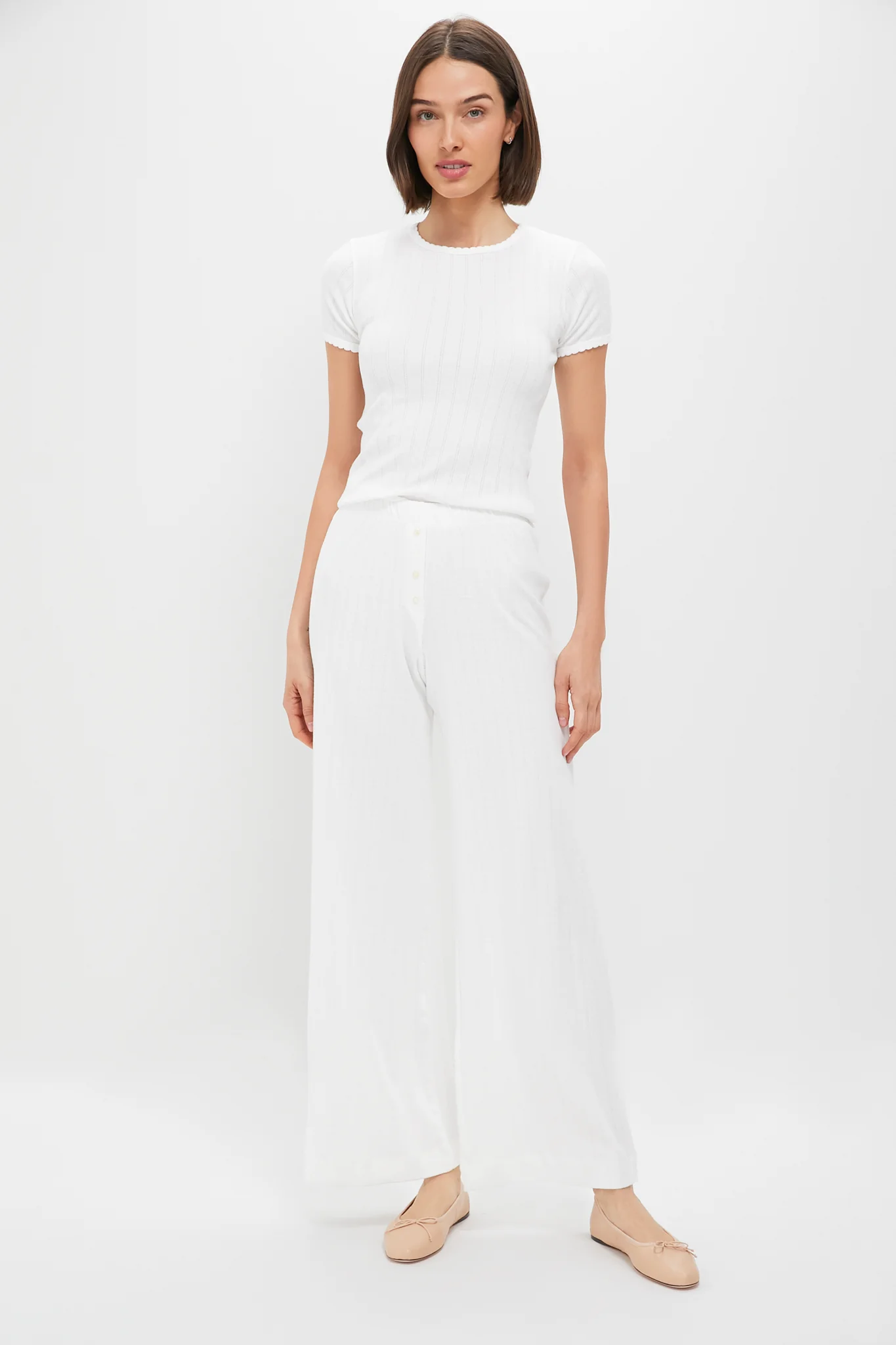 White Pointelle Boxer Pants - Image 6