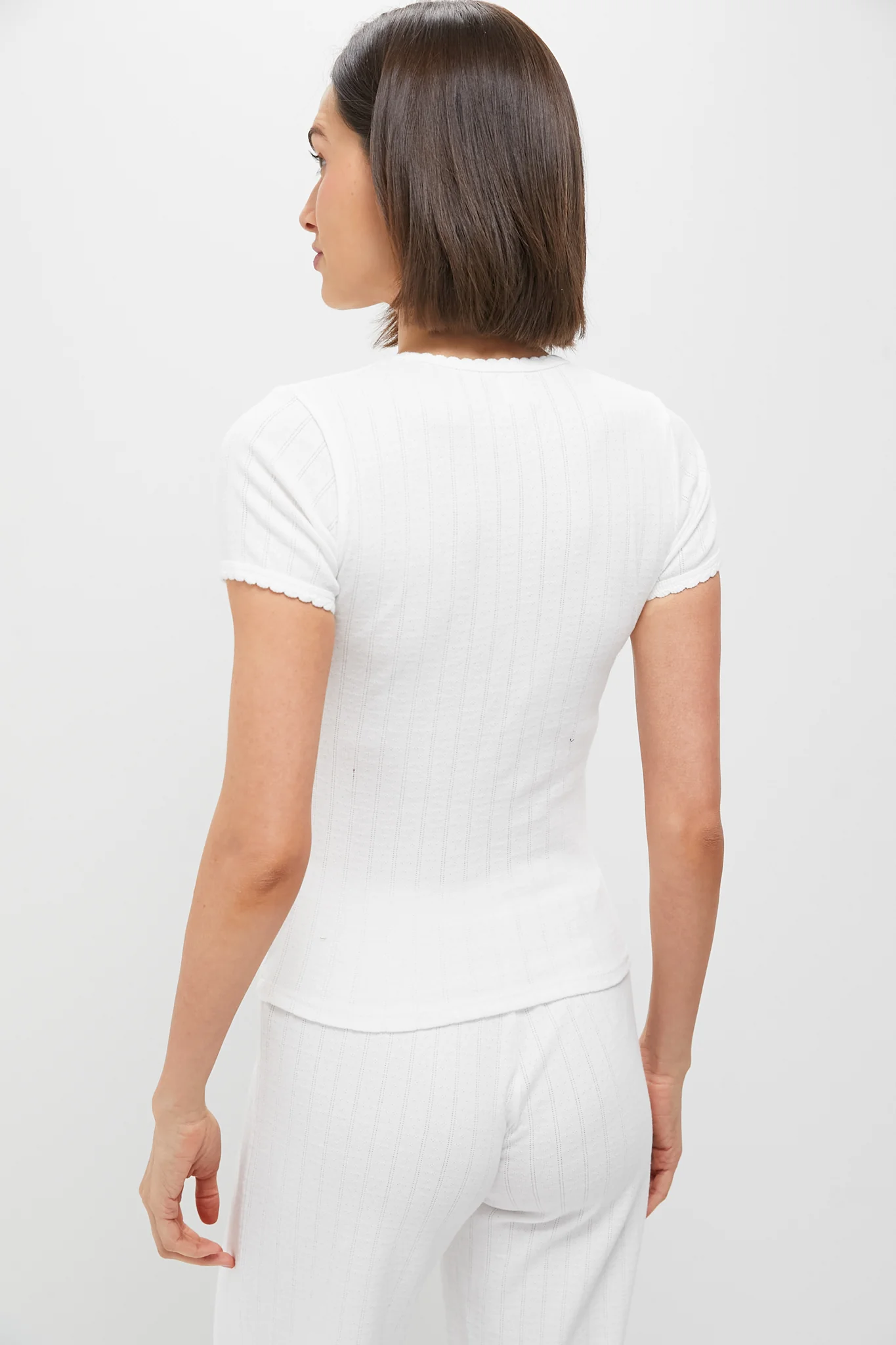 White Pointelle Slim Fit Tee - Image 4