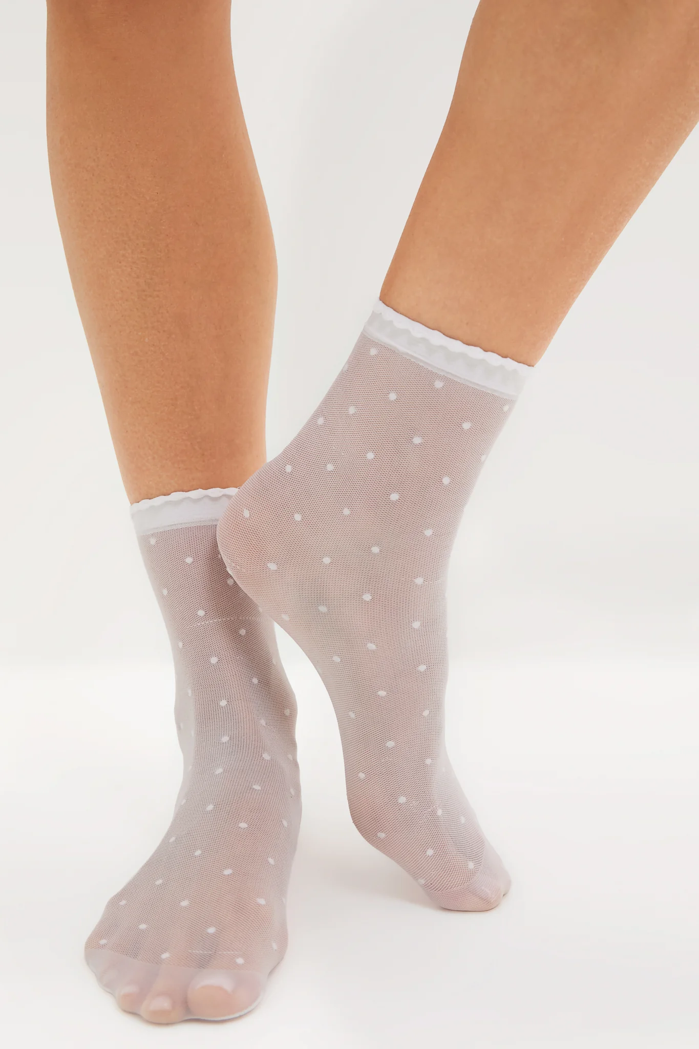 White Sheer Polka Dot Socks - Image 2