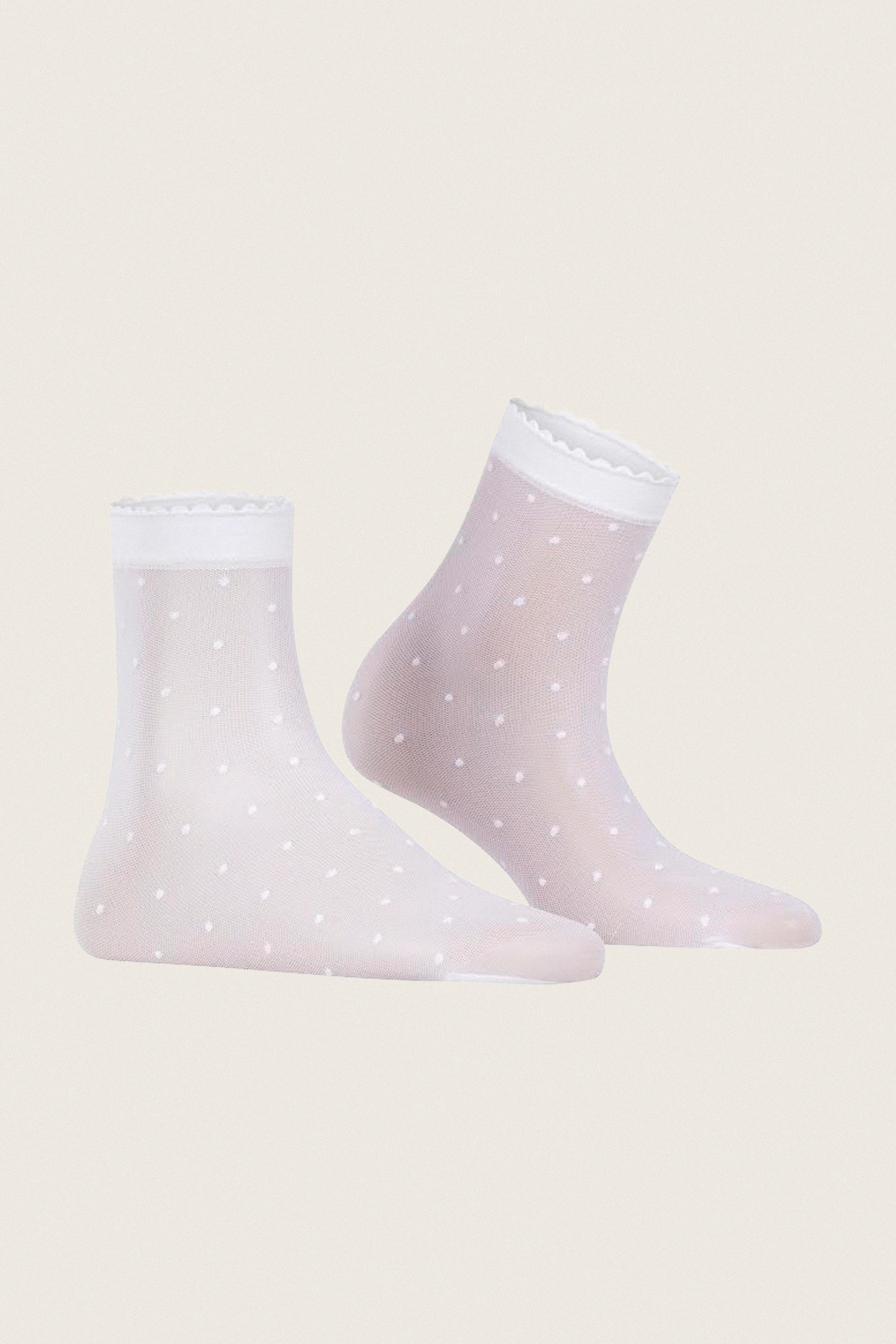 White Sheer Polka Dot Socks - Image 5