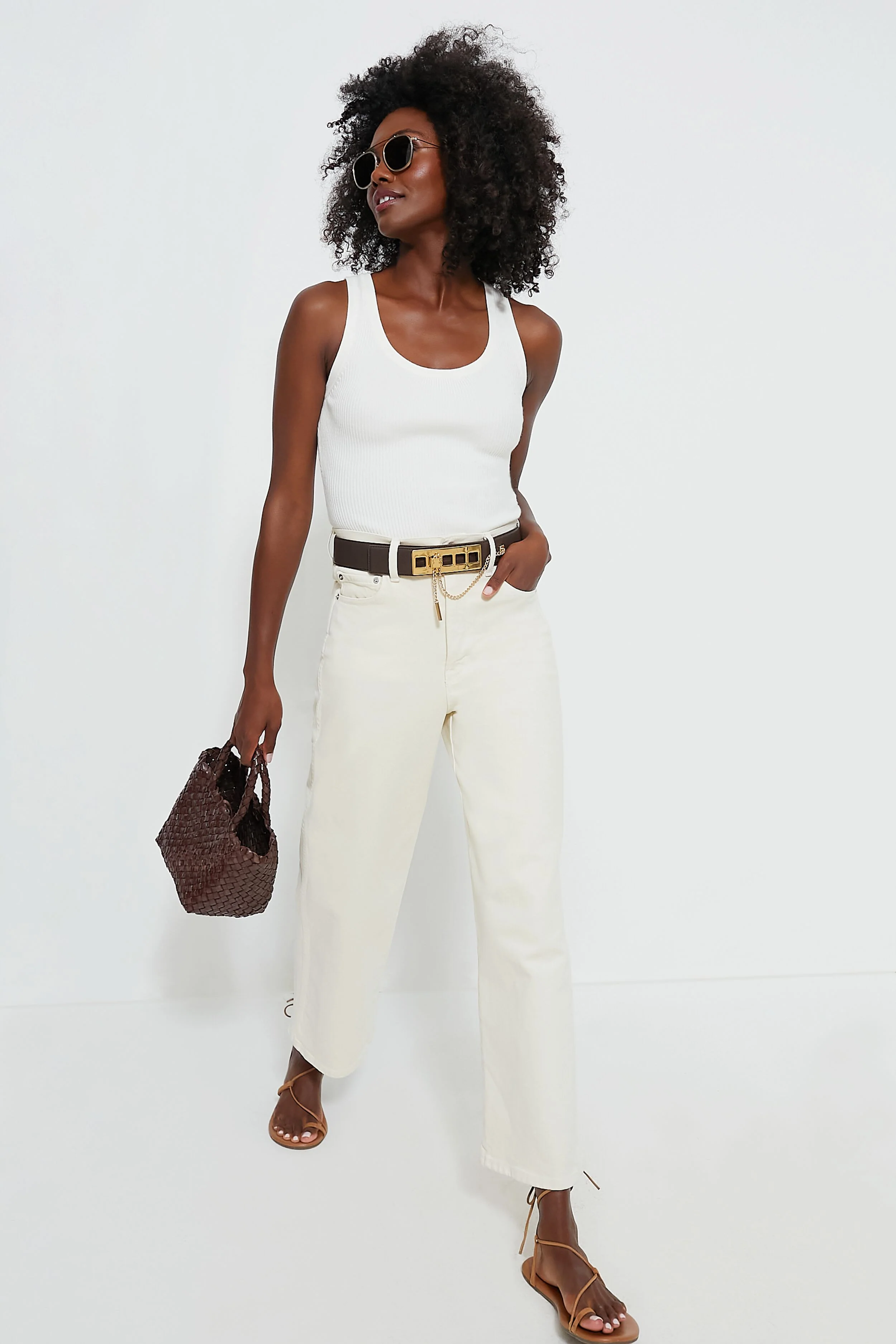 White Shelby Rib Knit Tank - Image 3