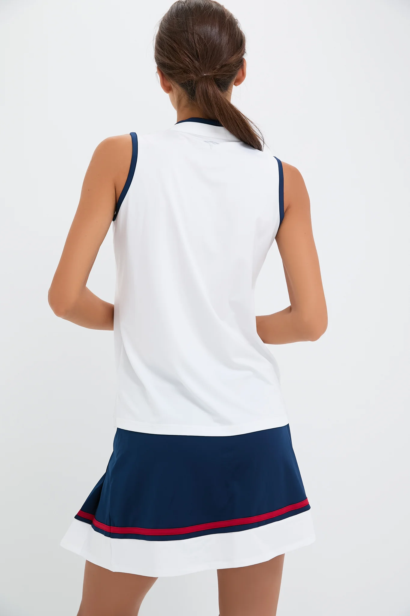 White Sleeveless Performance Jersey Connors Mock Neck - Image 4