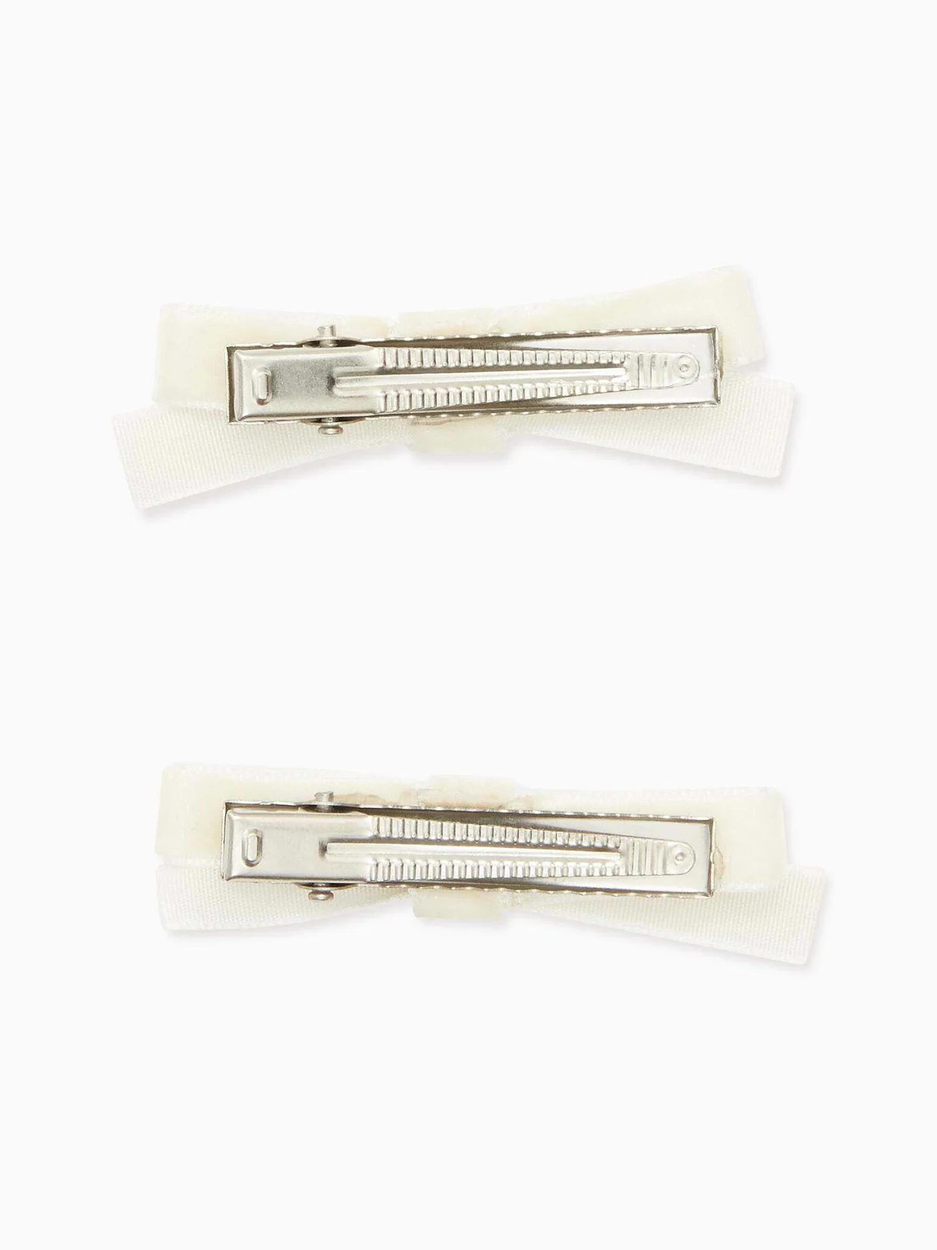 White Small Velvet Bow Clips Set of 2 - Image 2