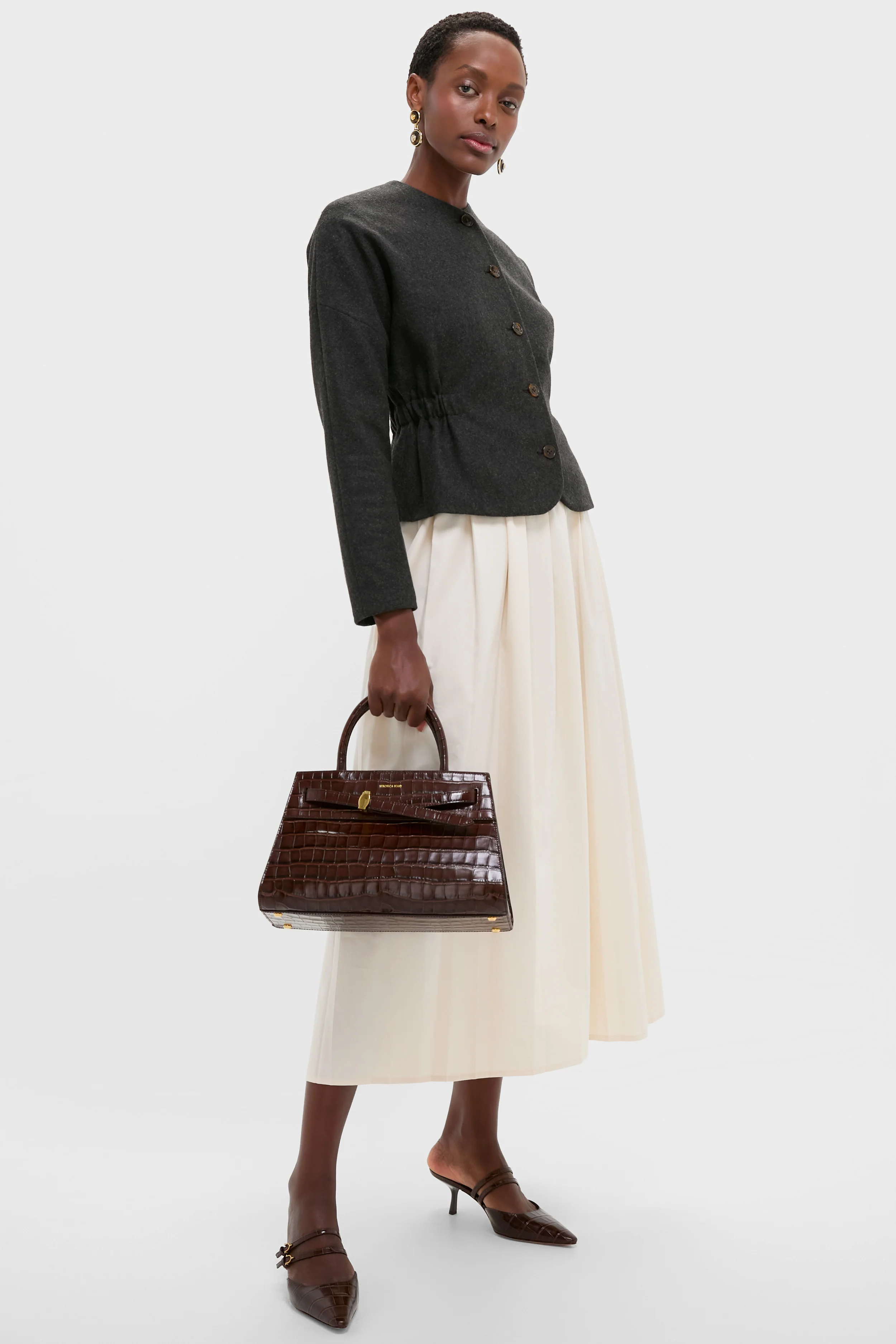 White Swan Soft Pleated Maxi Skirt - Image 2