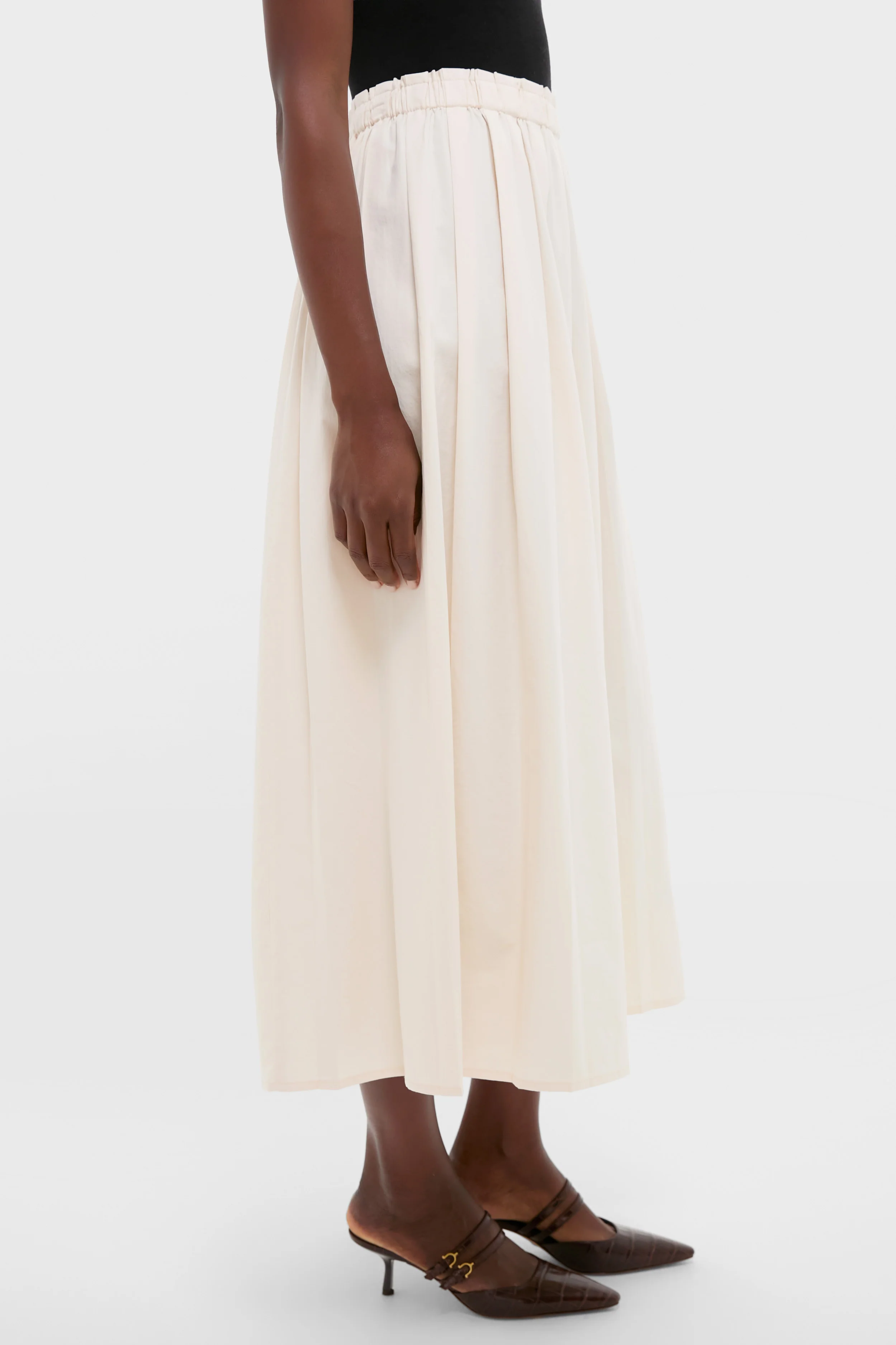 White Swan Soft Pleated Maxi Skirt - Image 3