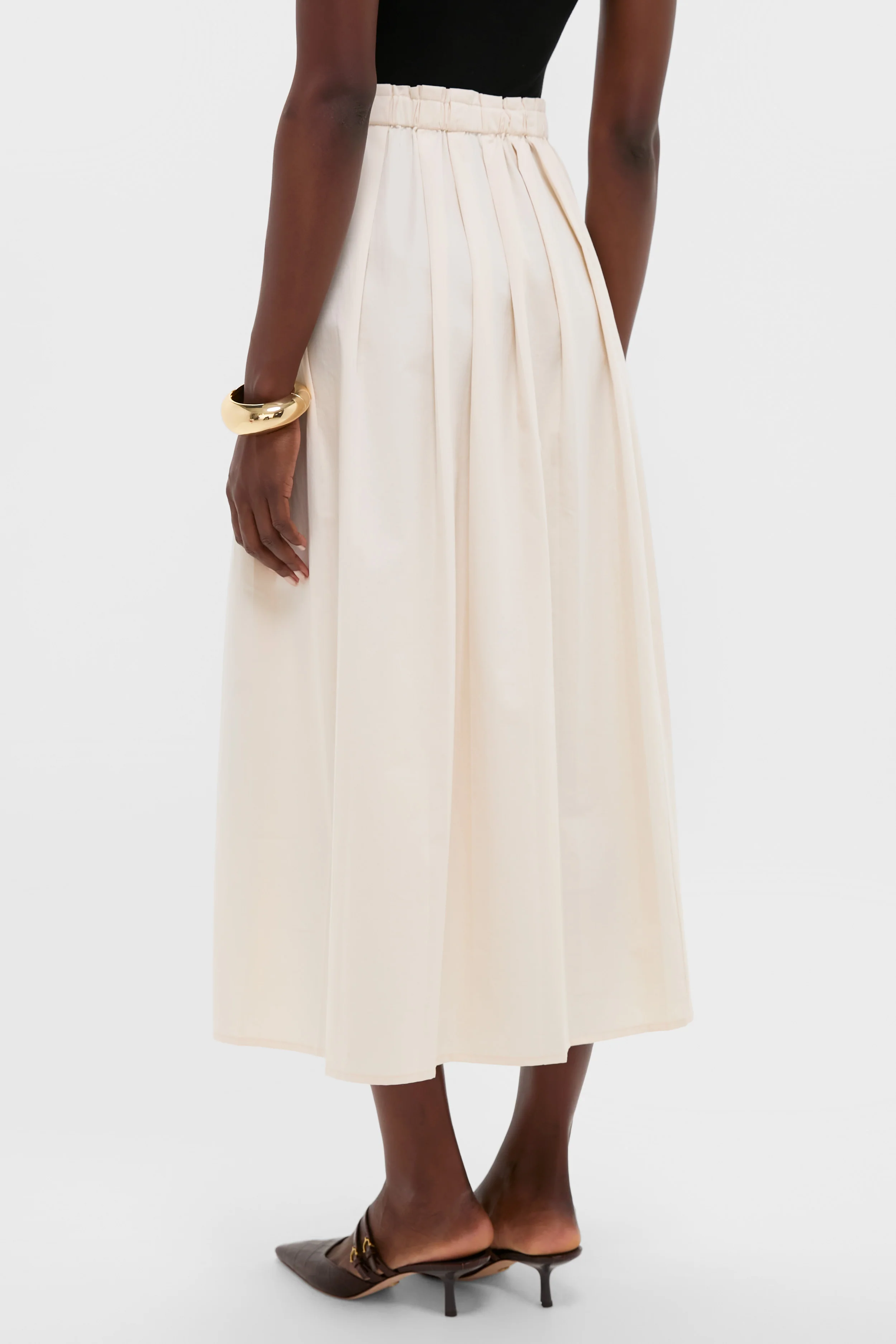 White Swan Soft Pleated Maxi Skirt - Image 4