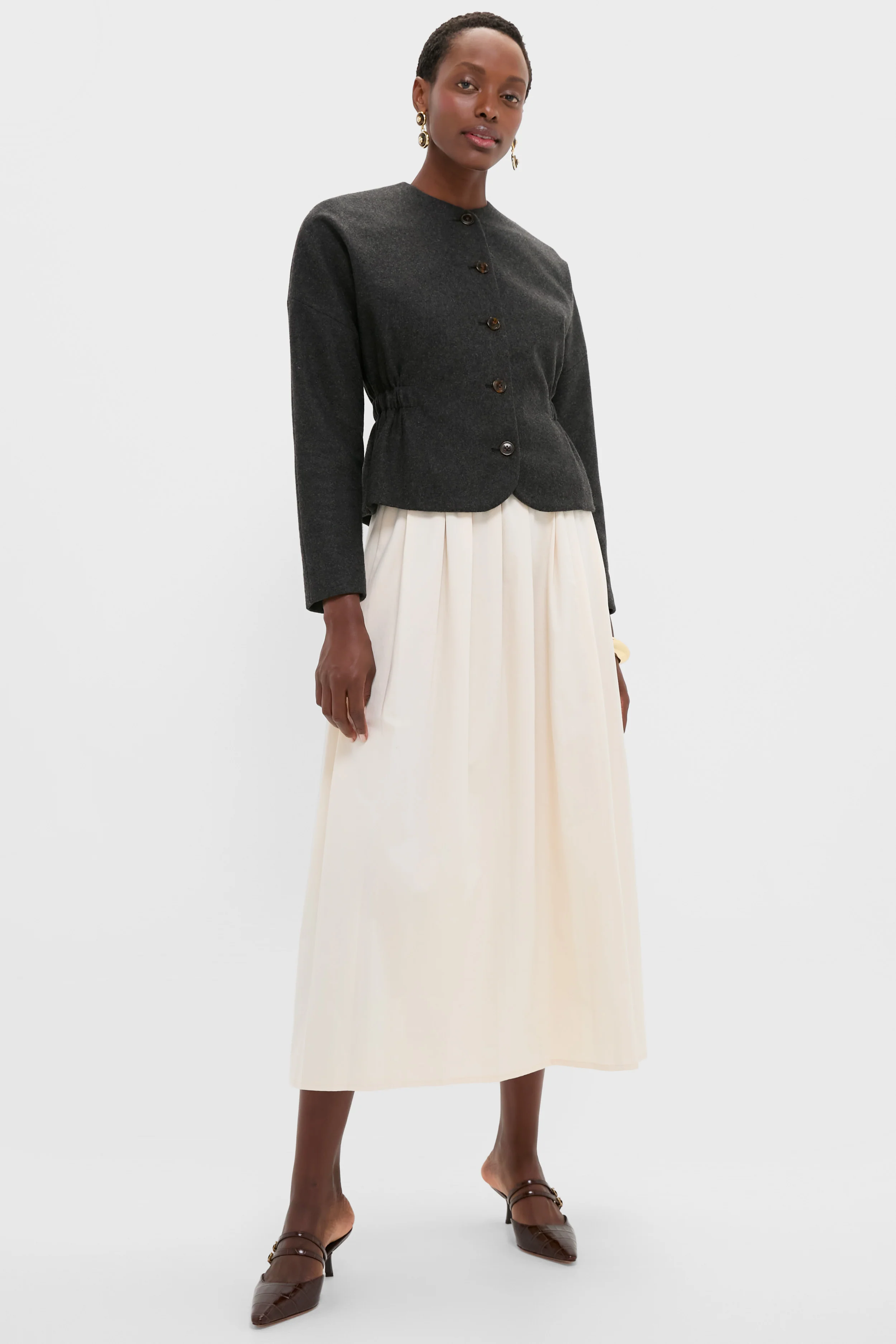 White Swan Soft Pleated Maxi Skirt - Image 5