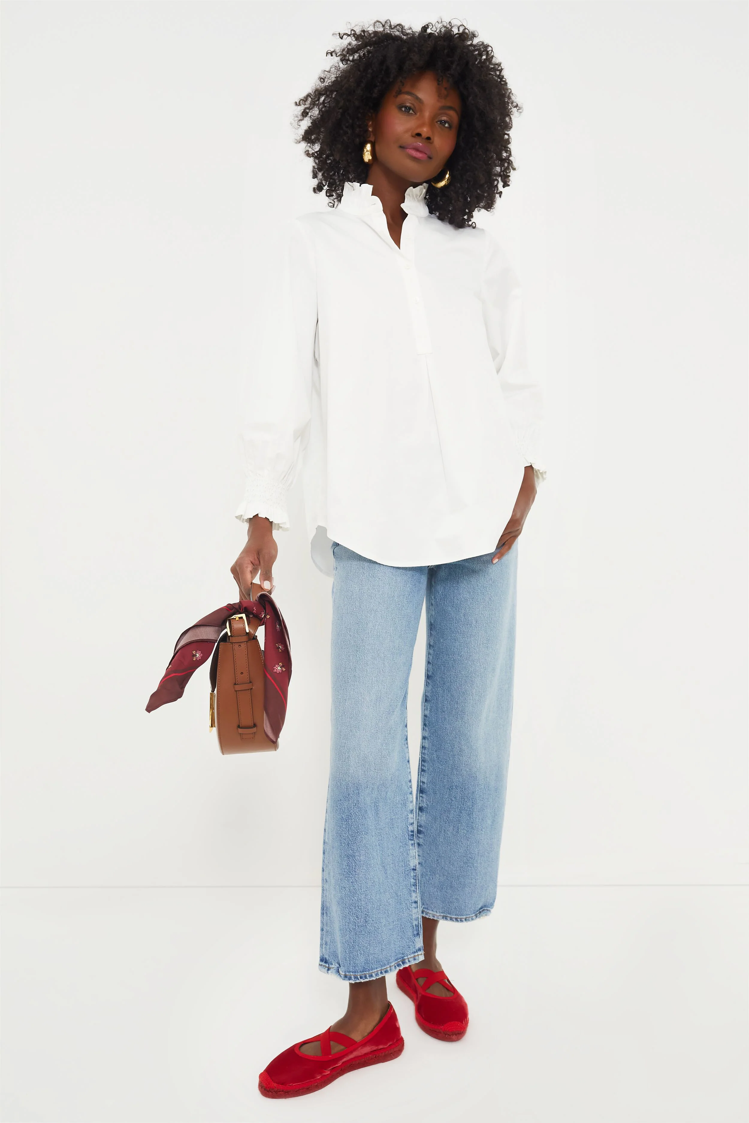 White Teagan Popover Top - Image 2