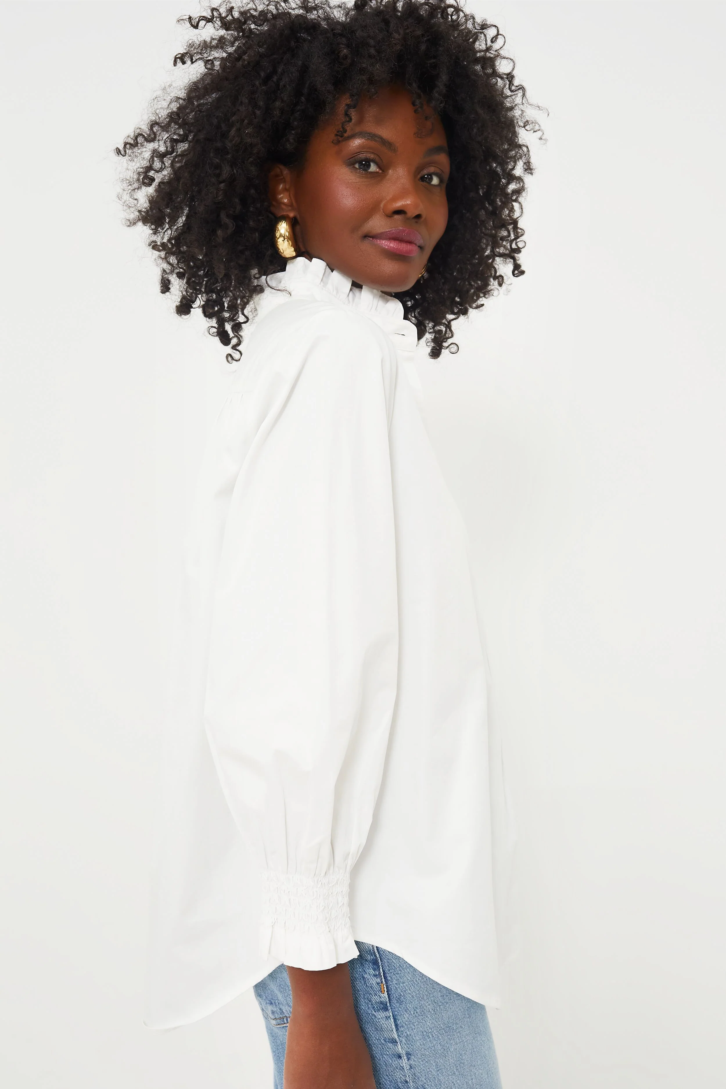 White Teagan Popover Top - Image 3