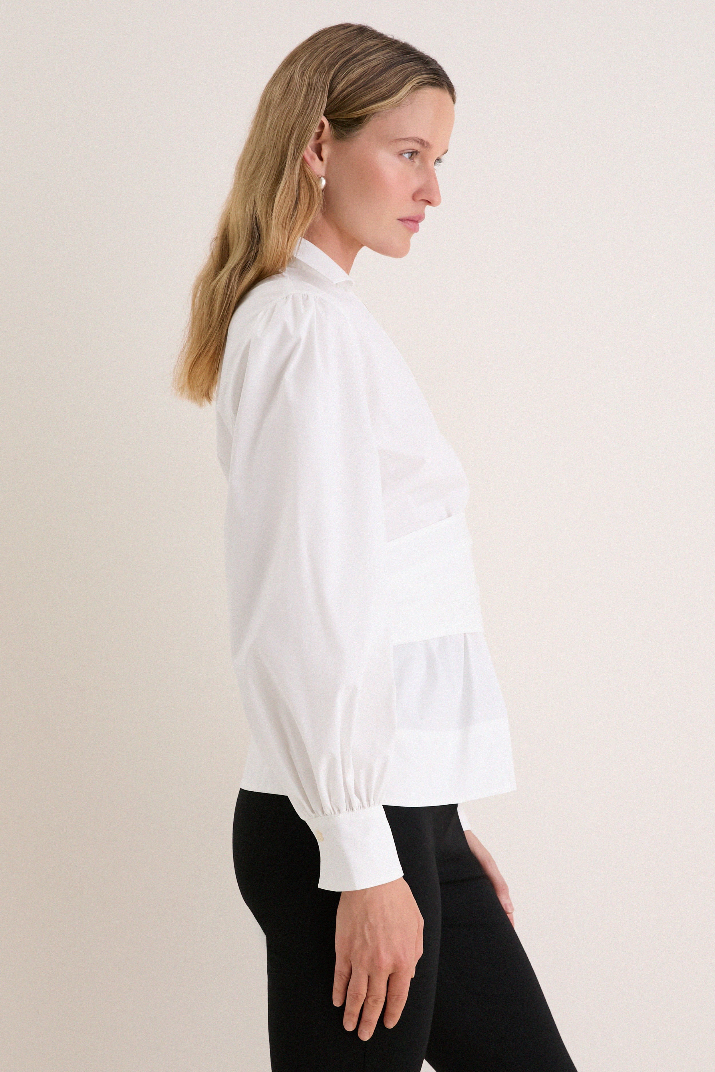 White Tie Front Bow Bea Blouse - Image 3
