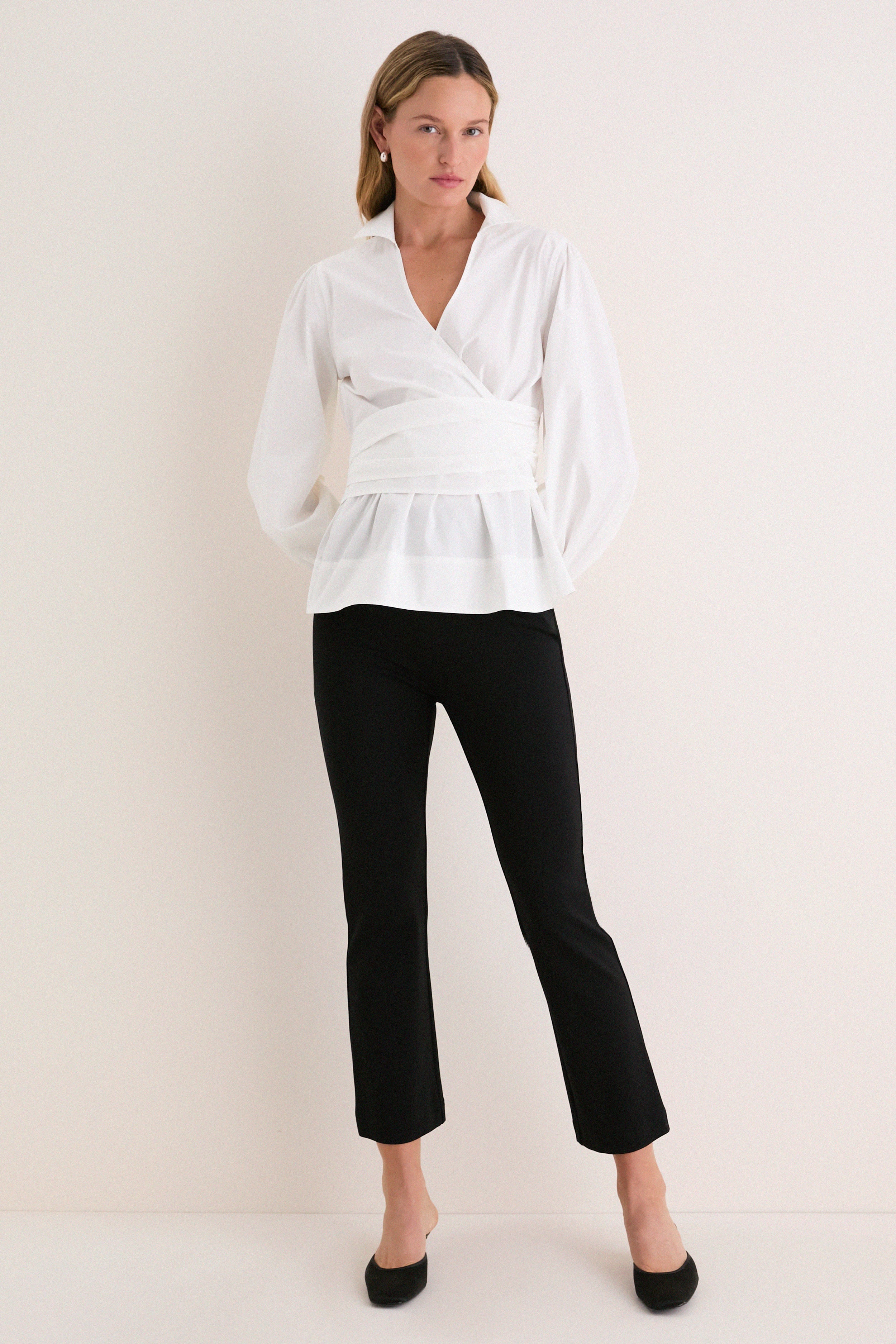 White Tie Front Bow Bea Blouse - Image 6