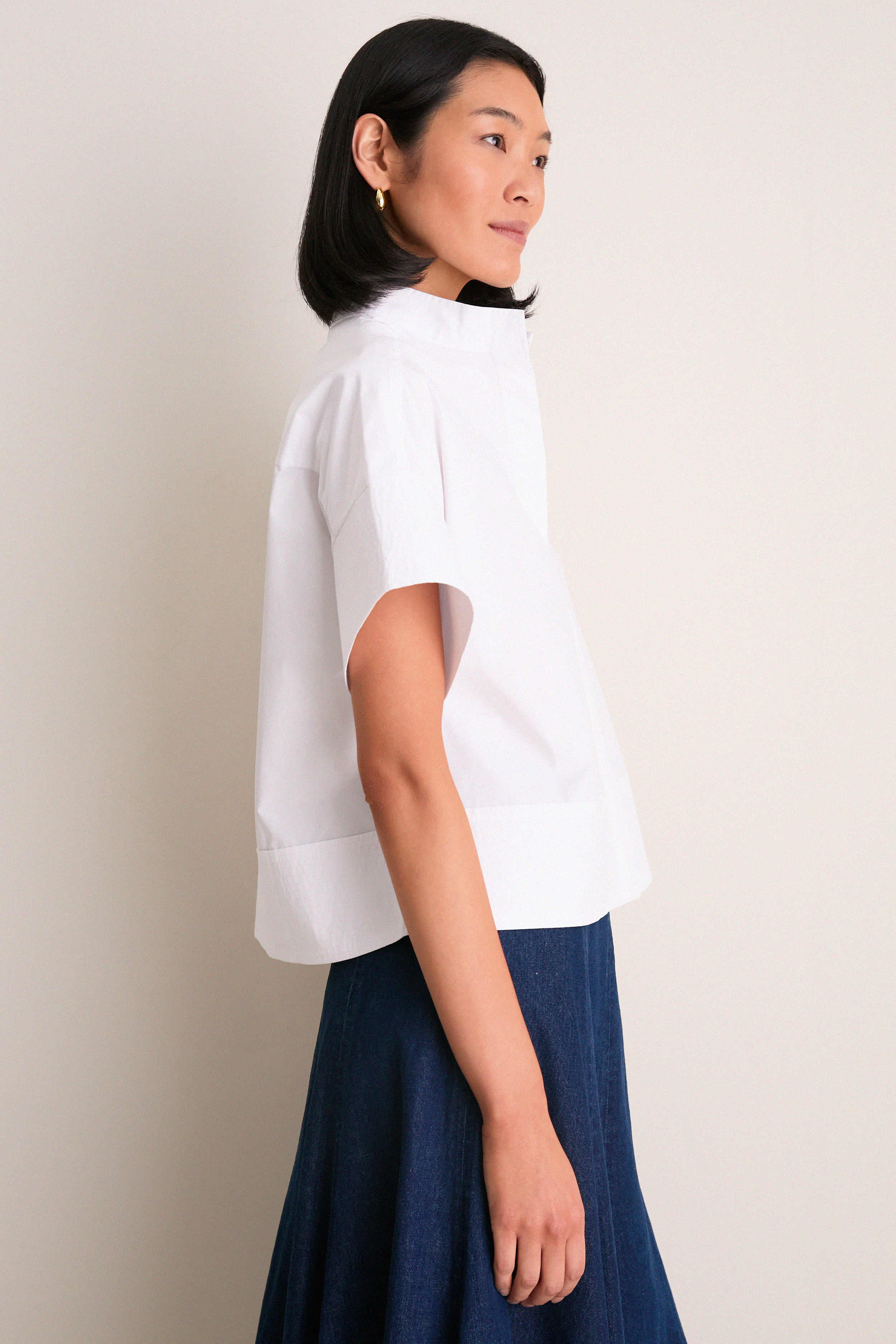 White Trapunto Stitch Sofia Shirt - Image 3