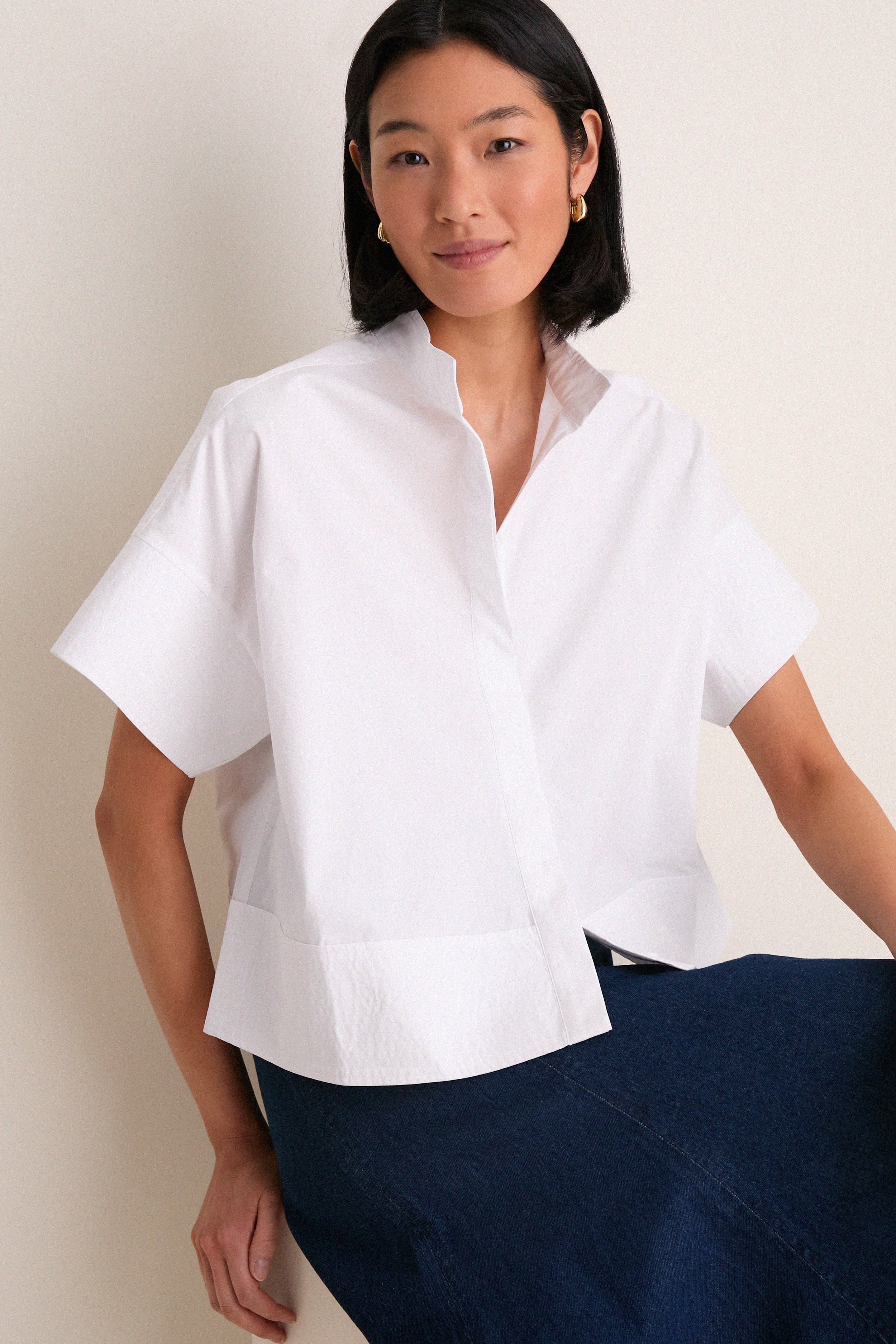 White Trapunto Stitch Sofia Shirt - Image 5