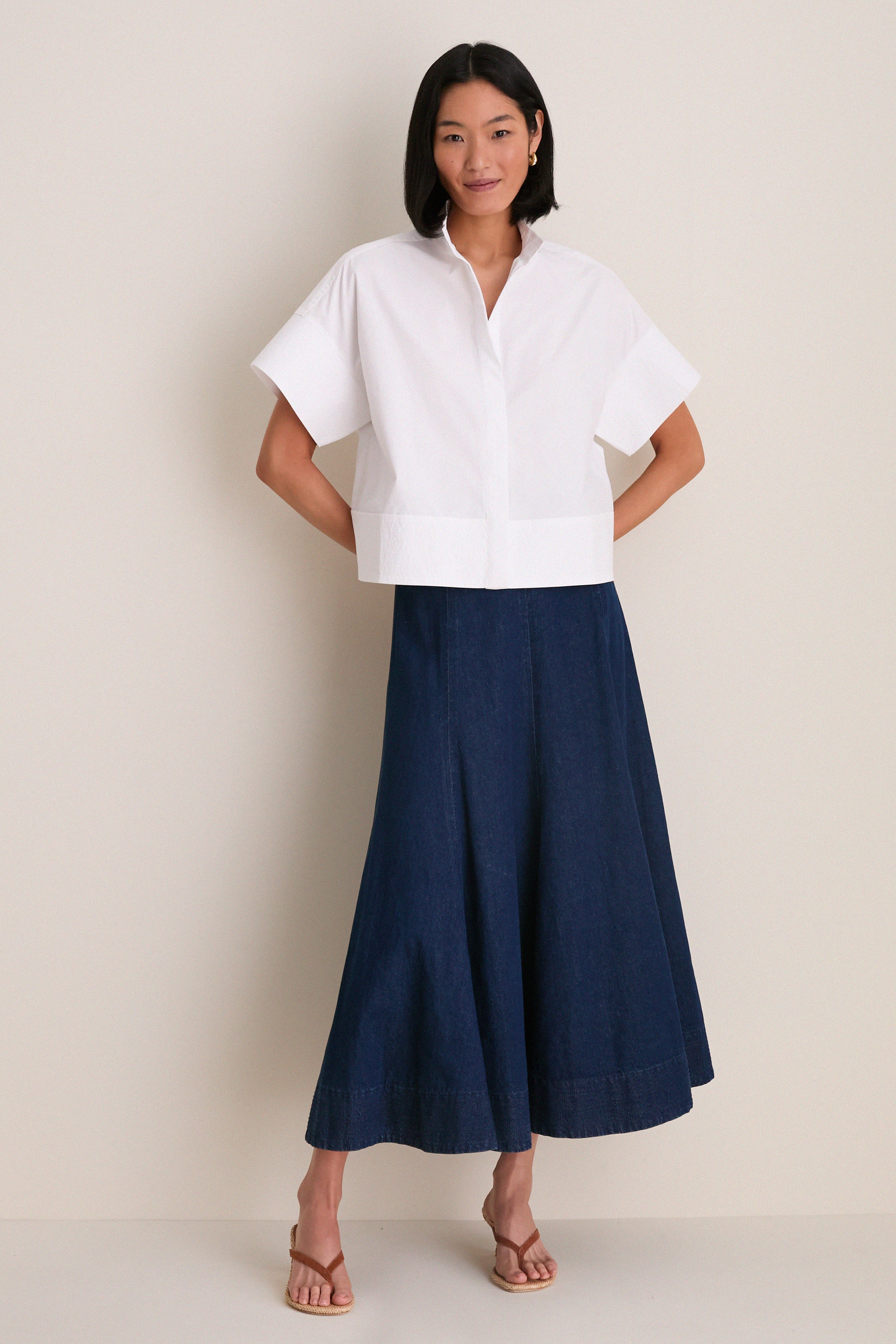 White Trapunto Stitch Sofia Shirt - Image 6