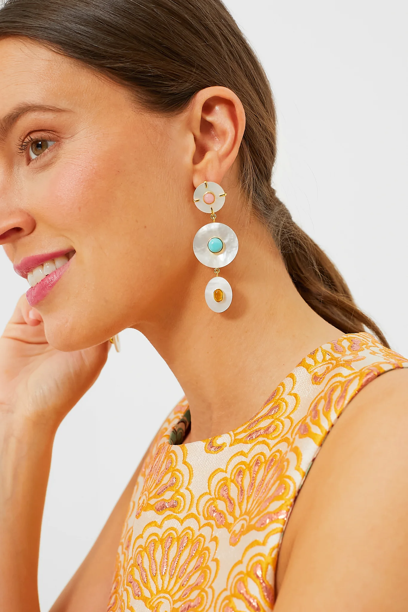 White Tropic Pearl Earrings - Image 2