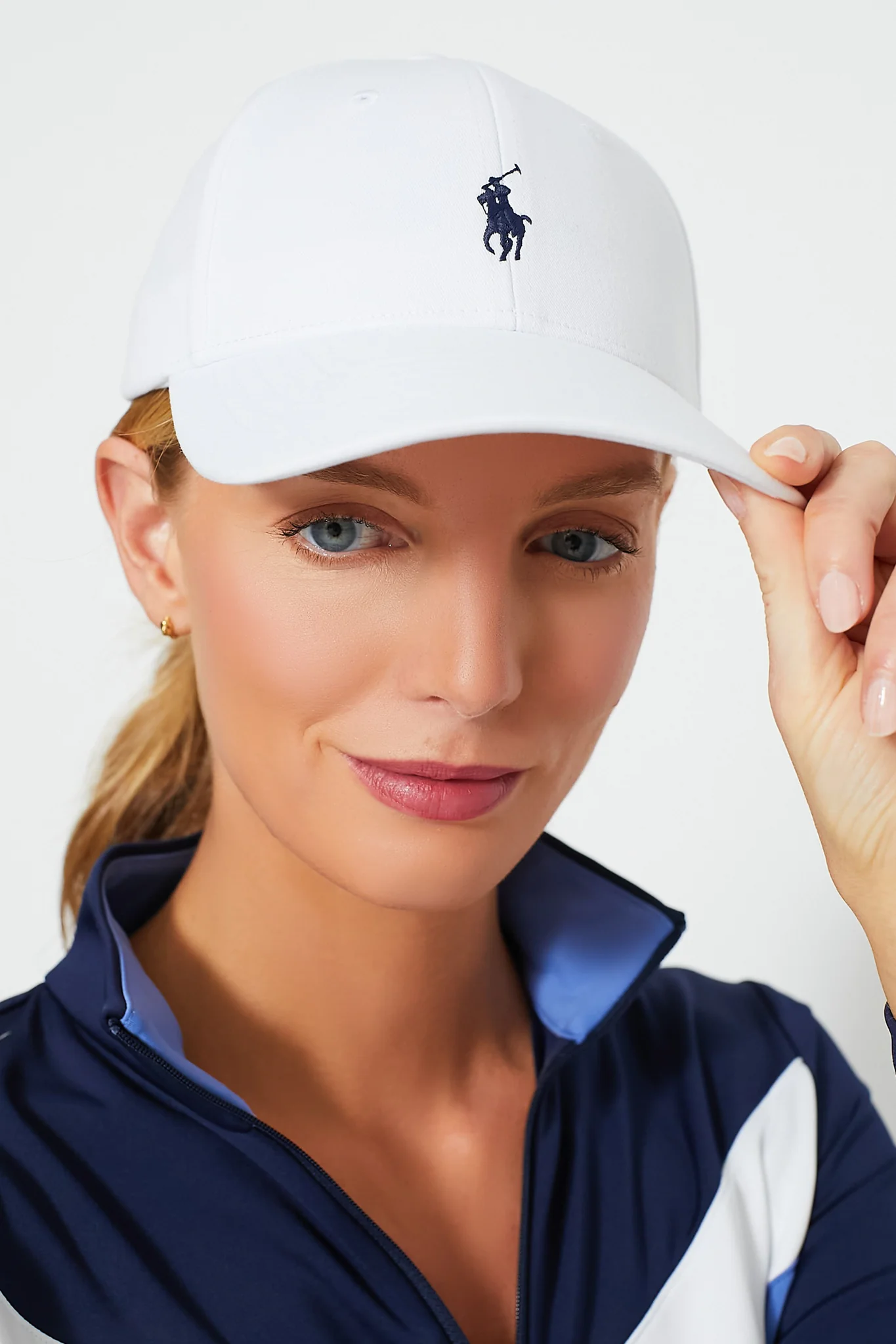 White Twill Polo Player Cap - Image 3