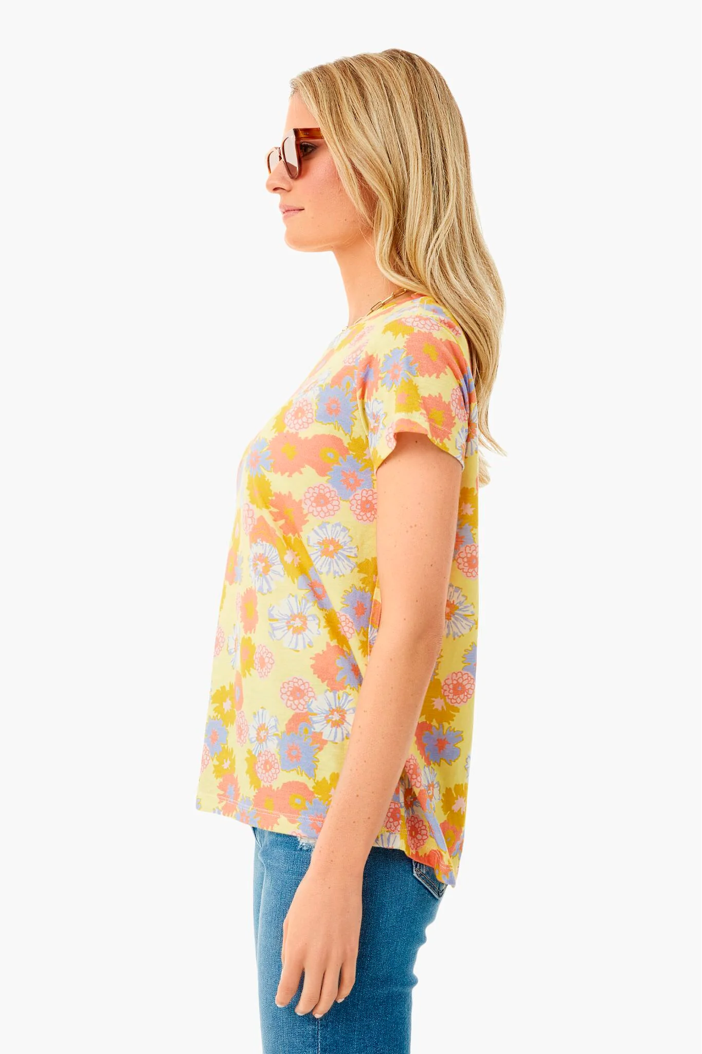 White Vintage Floral Swing Crew Tee - Image 3