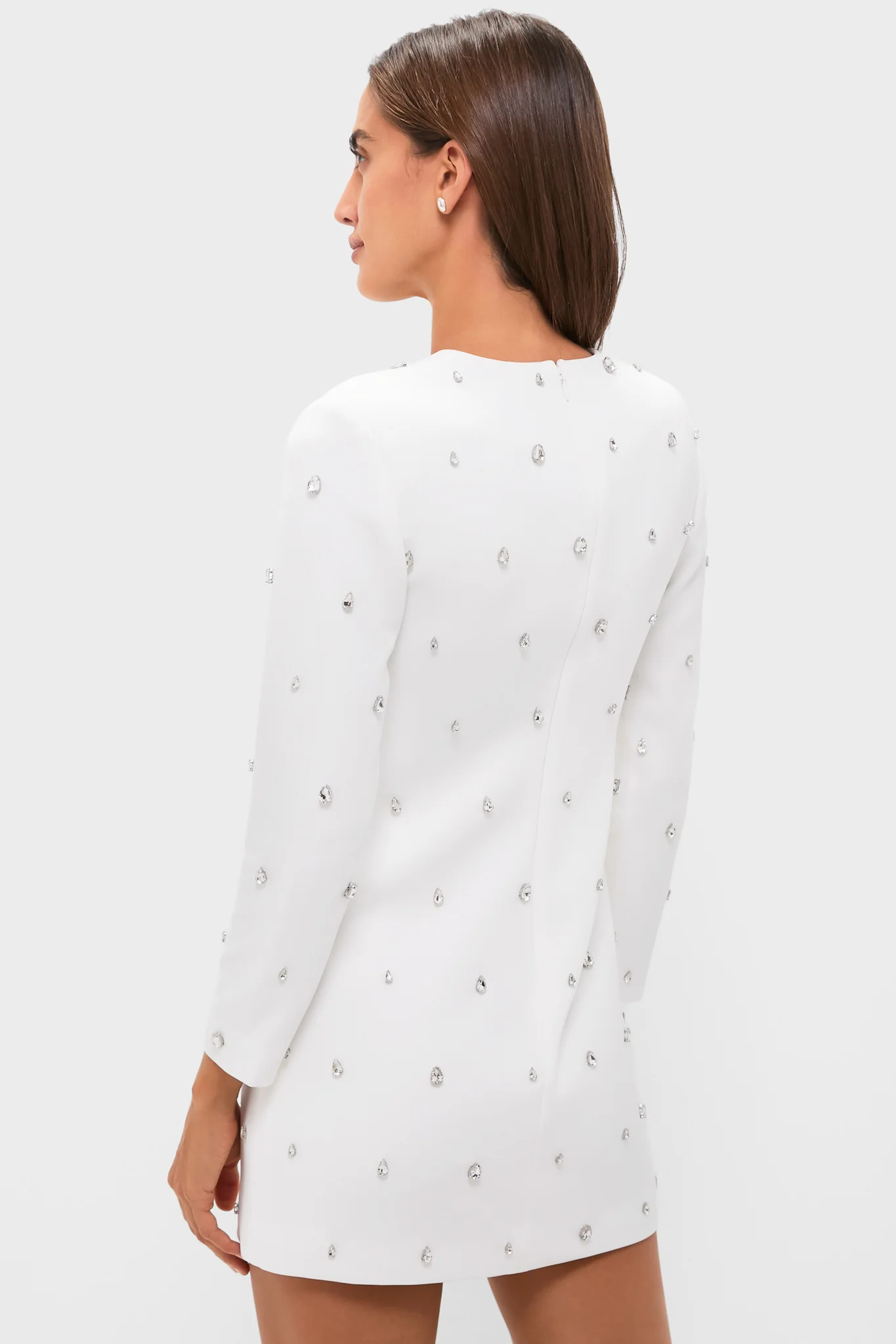 White with Crystal Kenna Long Sleeve Mini Dress - Image 4