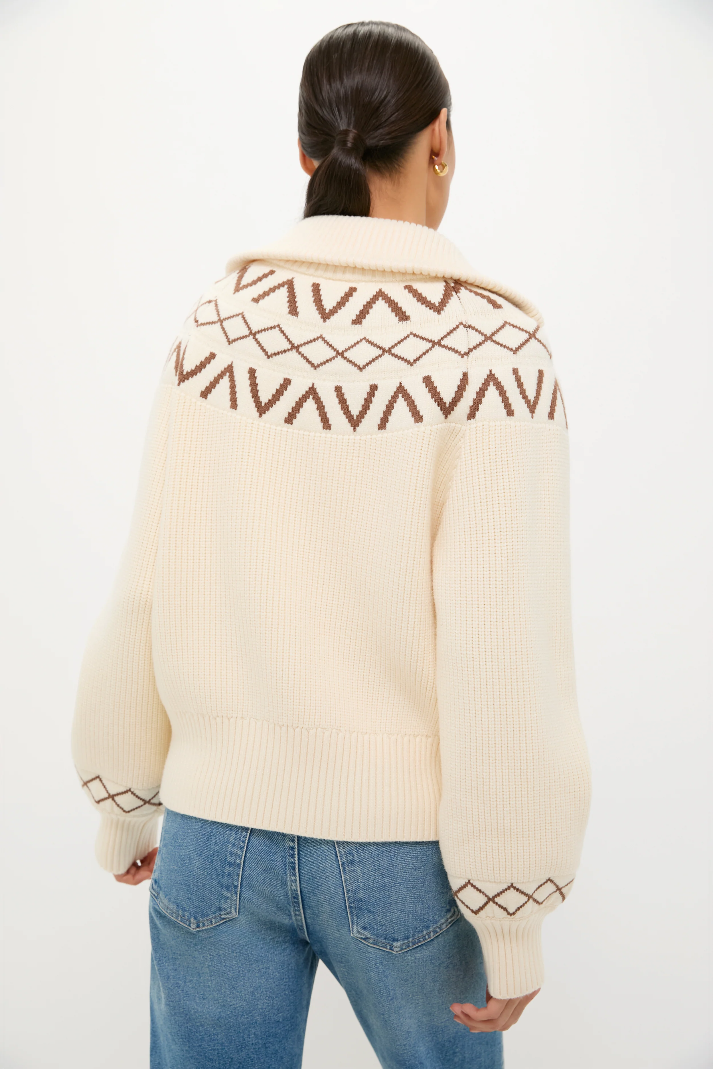 Whitecap Grey Sigrid Fairisle Half Zip Knit - Image 5