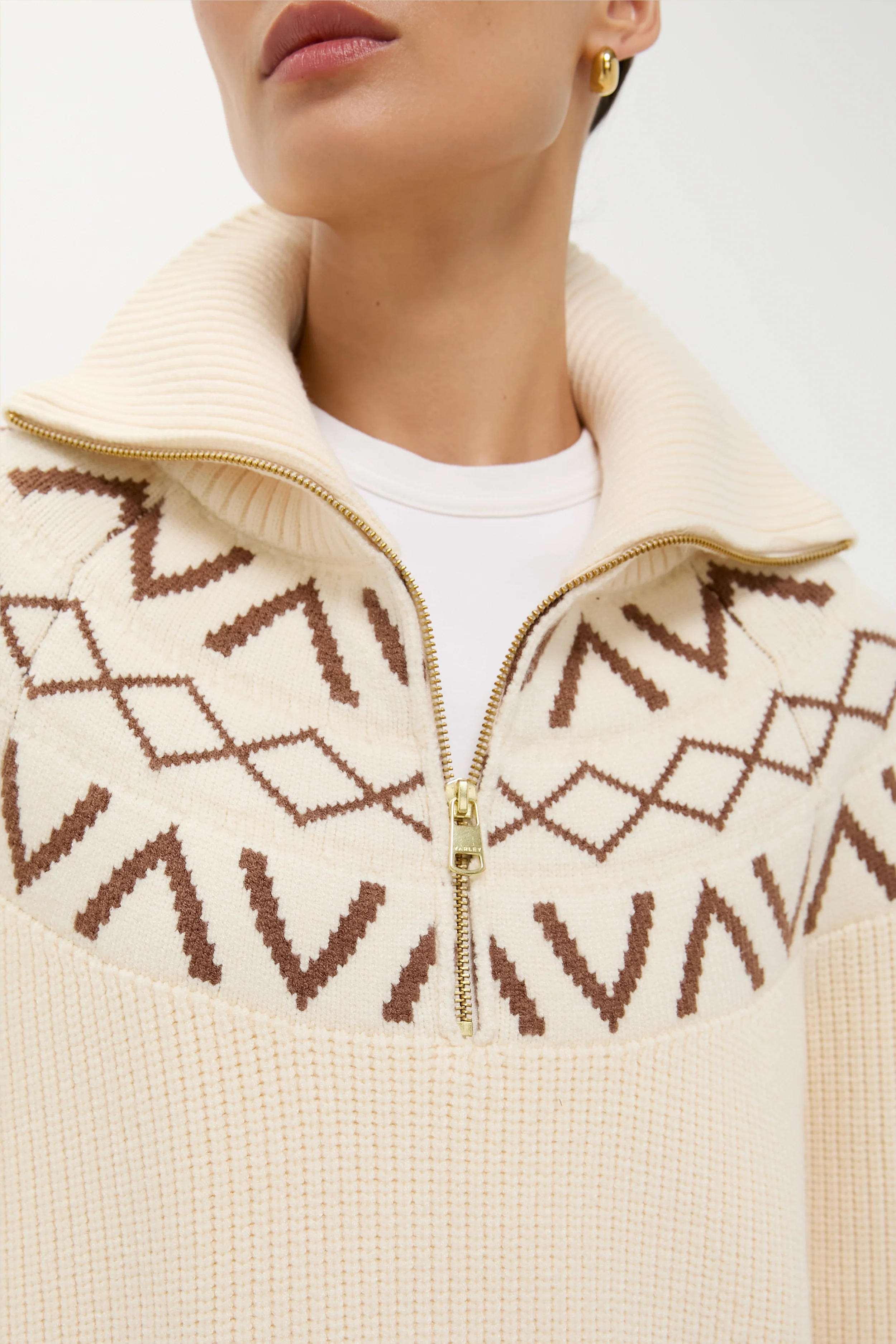 Whitecap Grey Sigrid Fairisle Half Zip Knit - Image 6