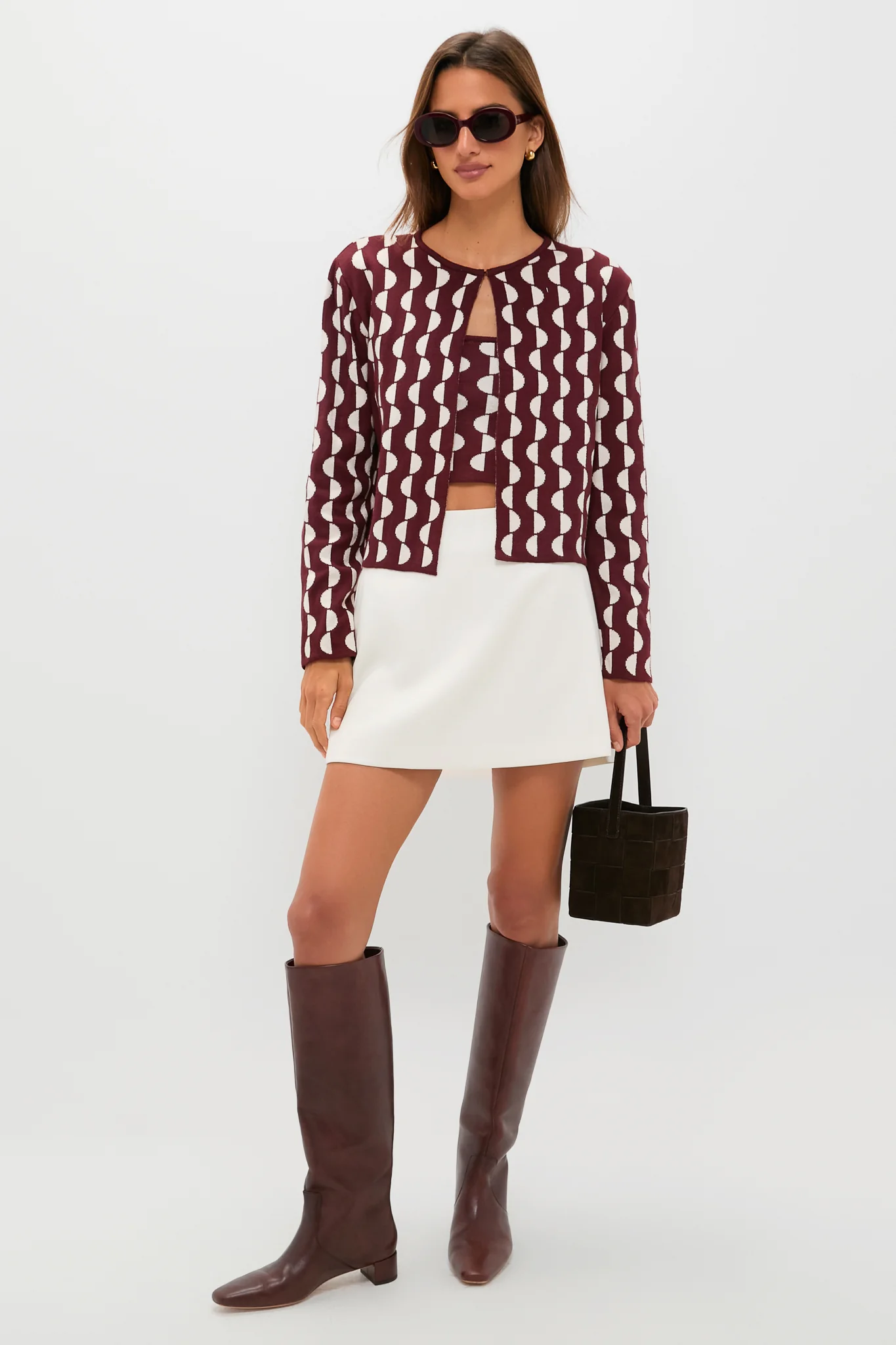 Wine and Off White Copa Knit Jacket - Image 2
