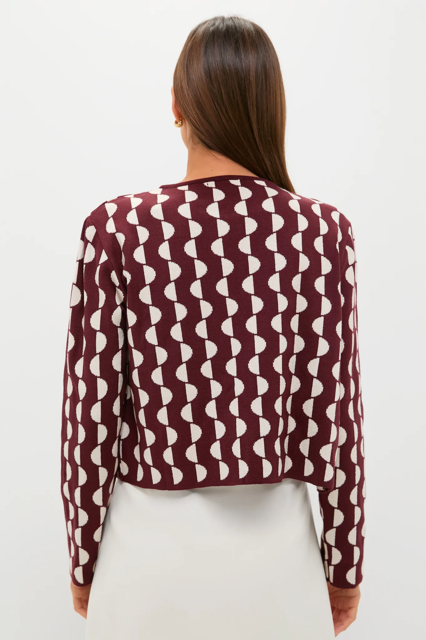 Wine and Off White Copa Knit Jacket - Image 4