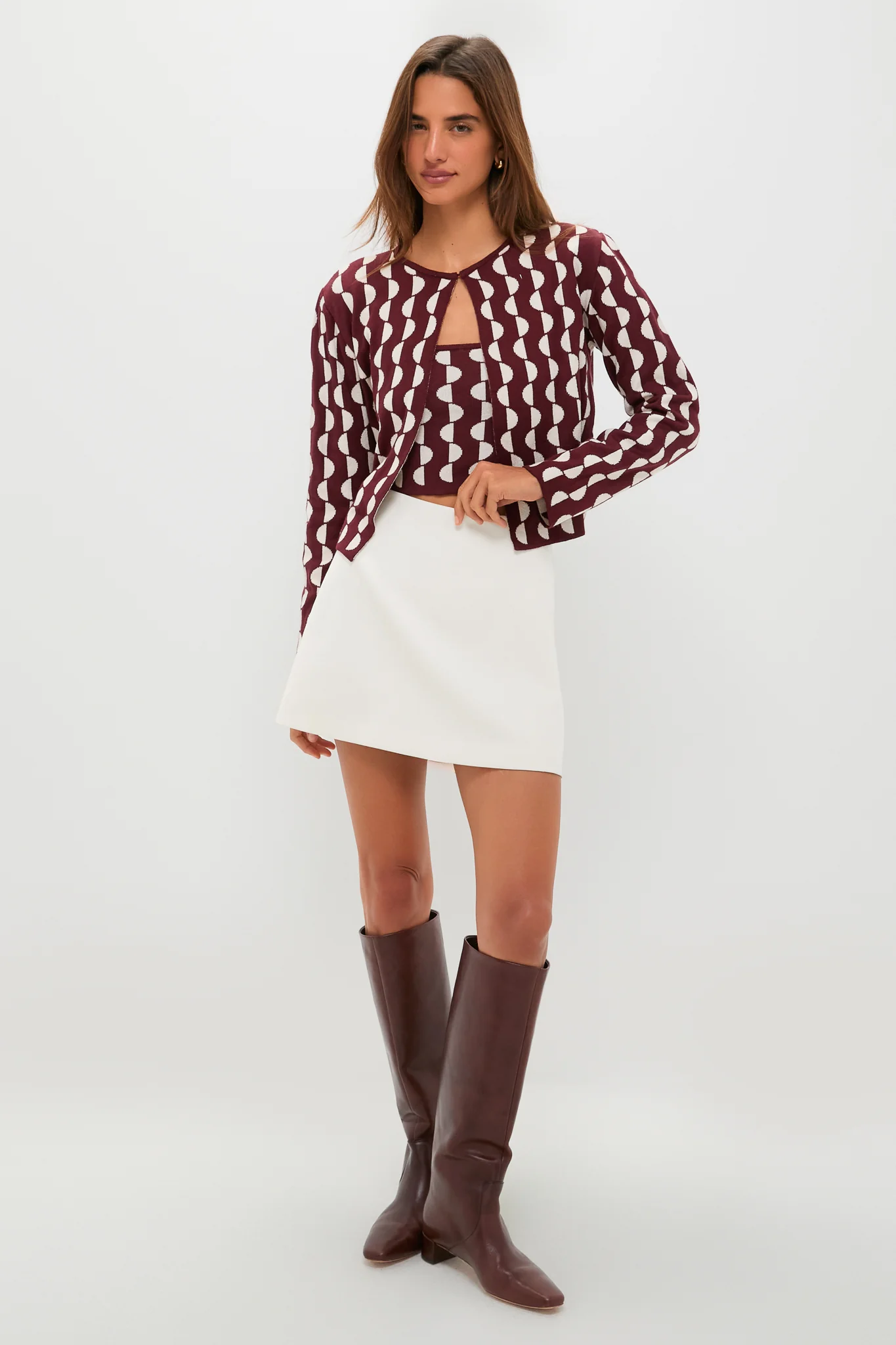 Wine and Off White Copa Knit Top - Image 6