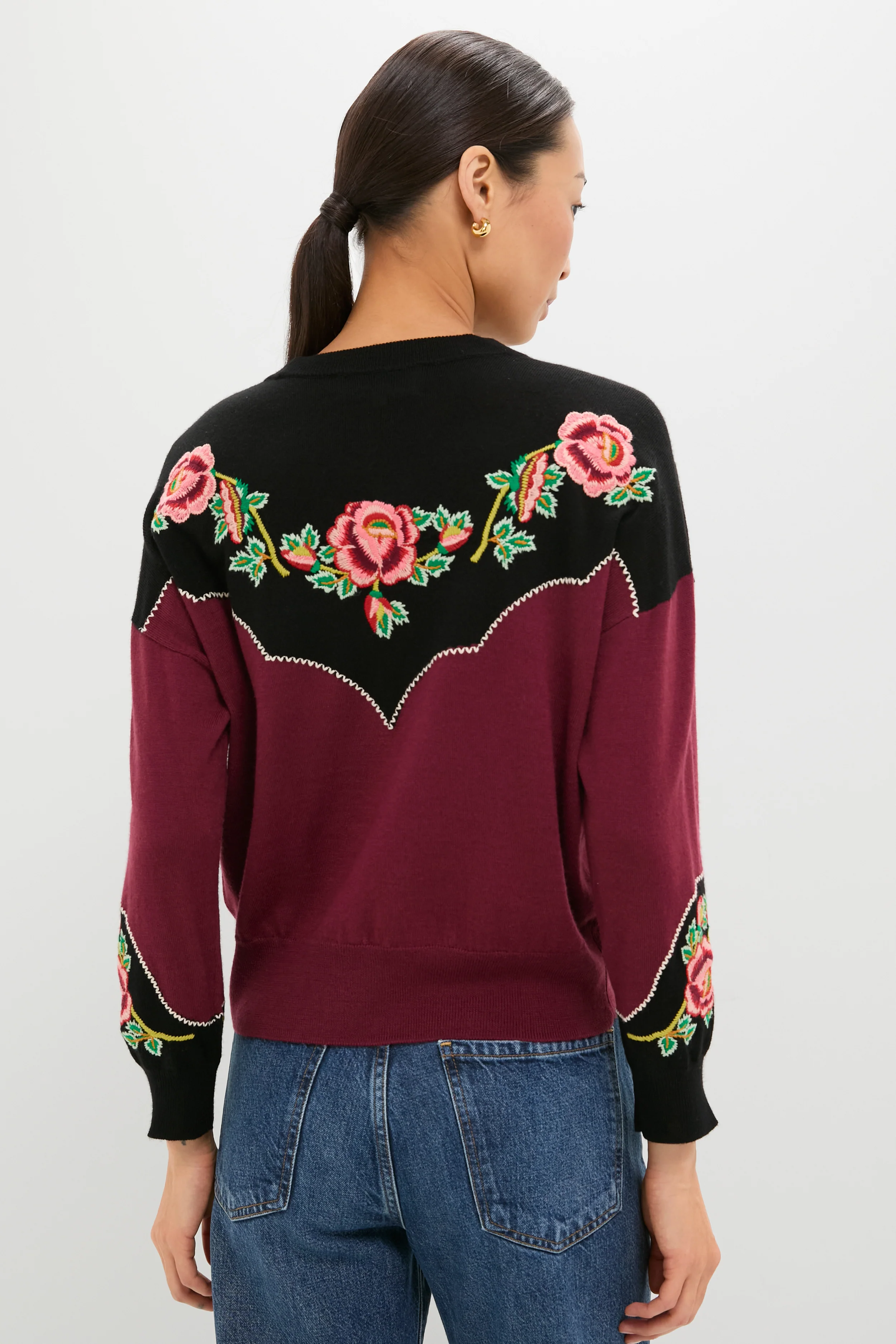 Wine Heirloom Rose Western Pullover - Image 4