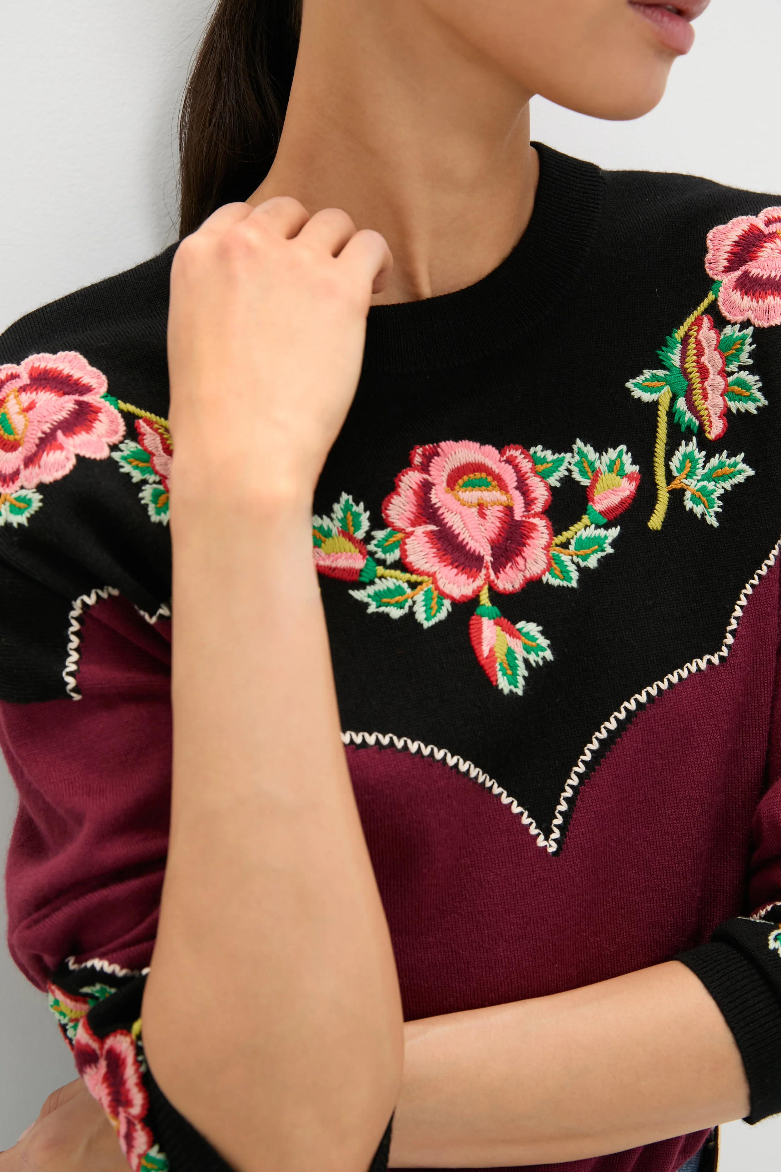 Wine Heirloom Rose Western Pullover - Image 5
